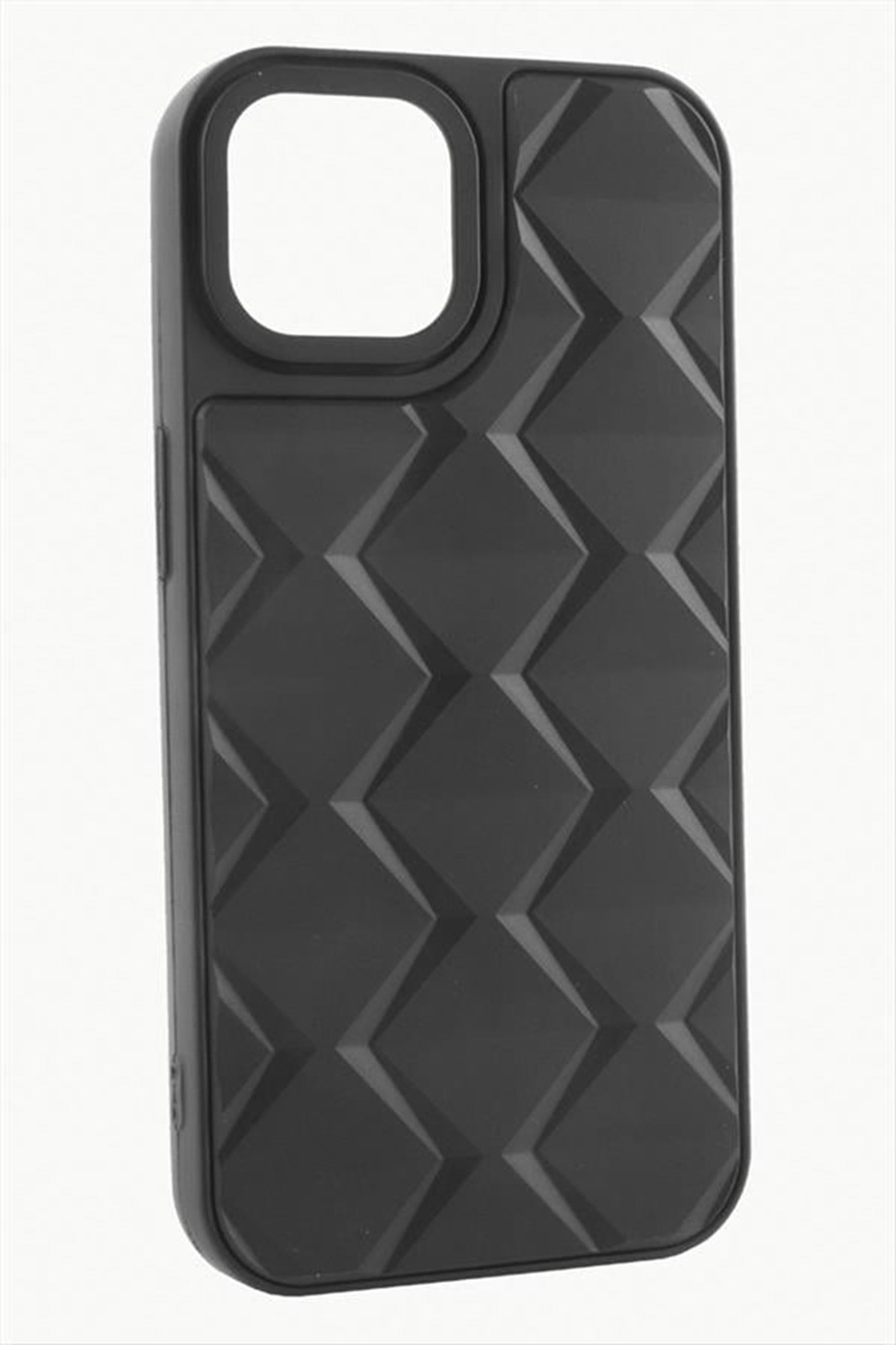 iPhone 12 Pro Prizma Desenli Lüx Liza Kılıf - Siyah