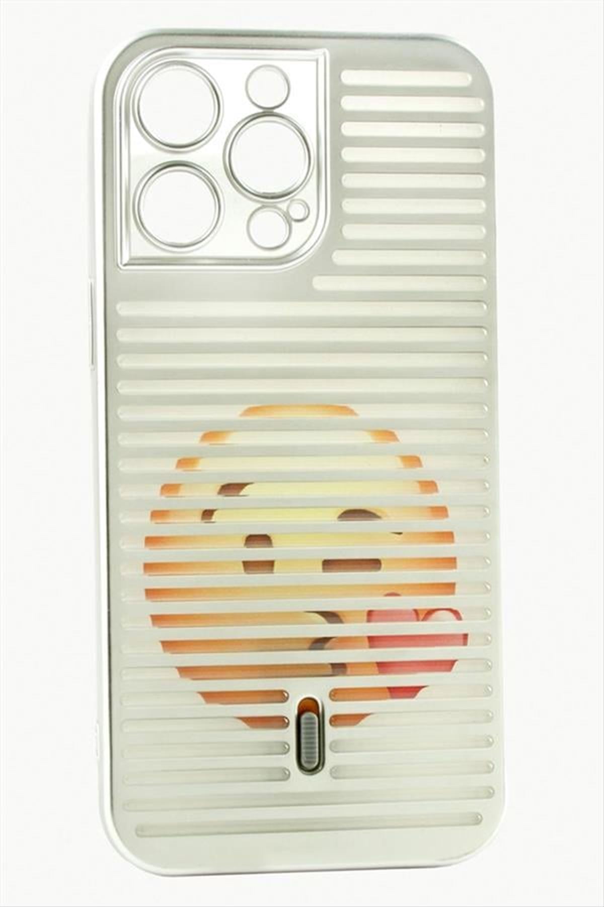 iPhone 15 Pro Max Desenli Lüx Silikon Kılıf - Açık Gri
