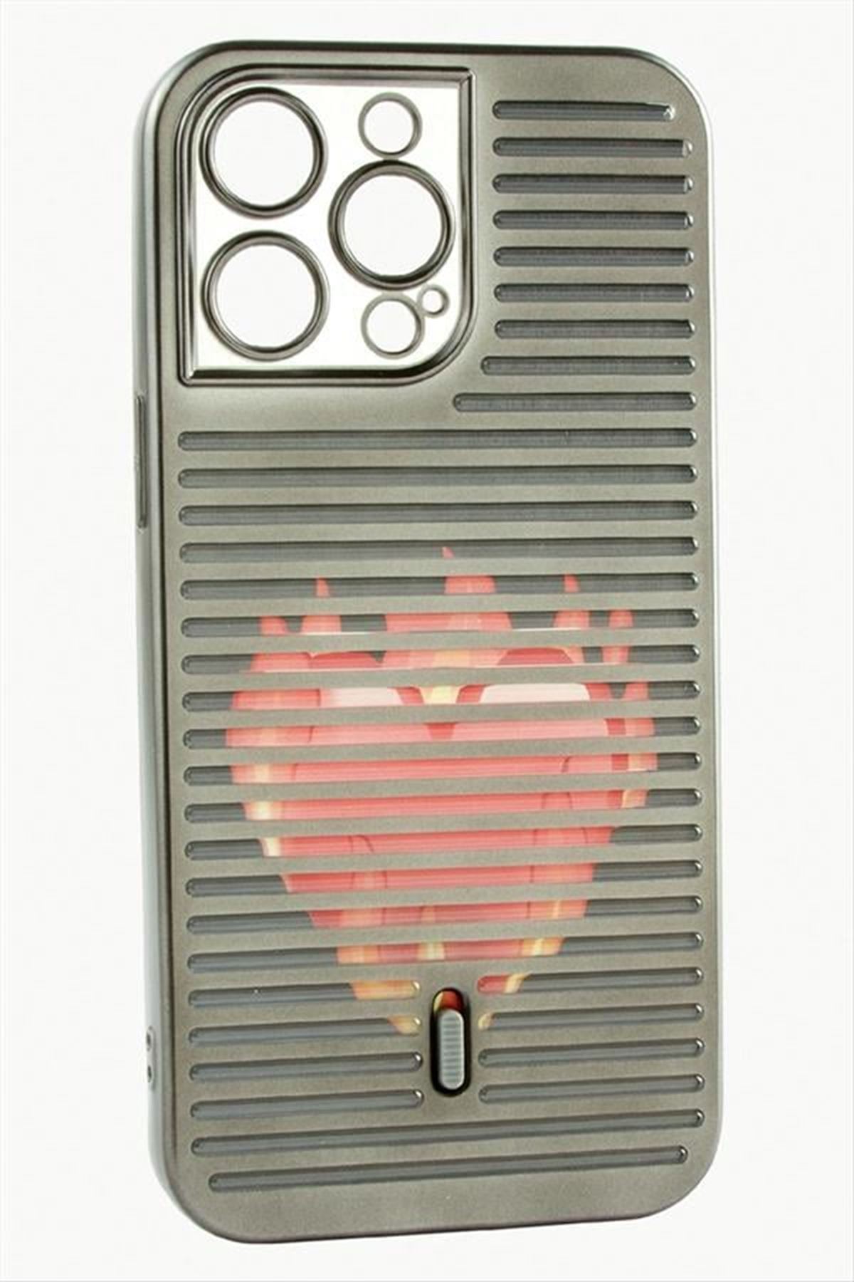 iPhone 14 Pro Max Desenli Lüx Silikon Kılıf - Siyah