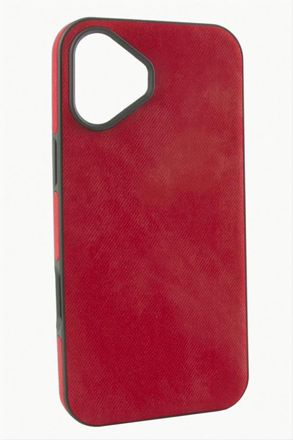 iPhone 16 Nubuk Lüx Velvet Silikon Kılıf - Kırmızı