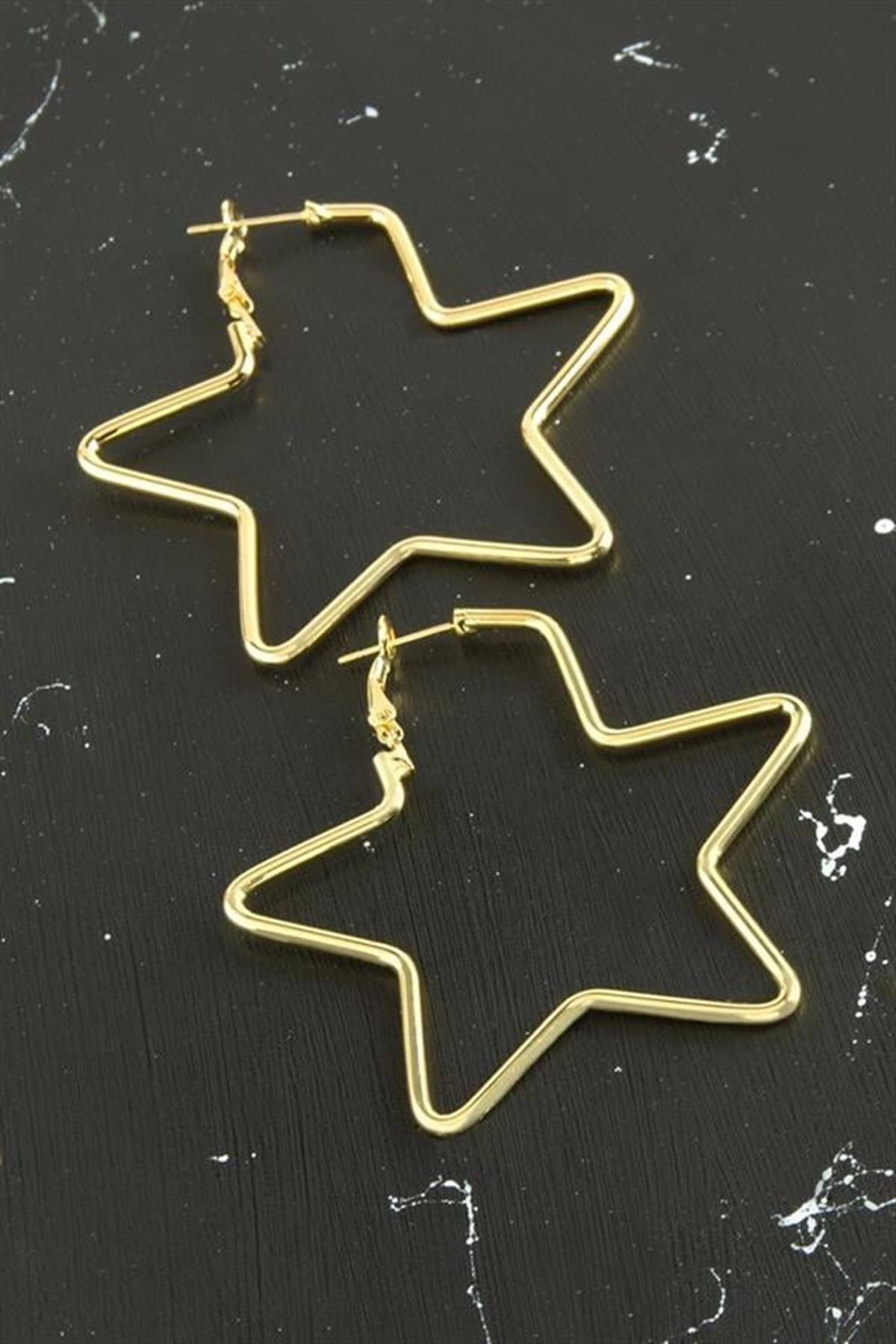 Yıldız Trend Küpe 5,5 cm - Sarı