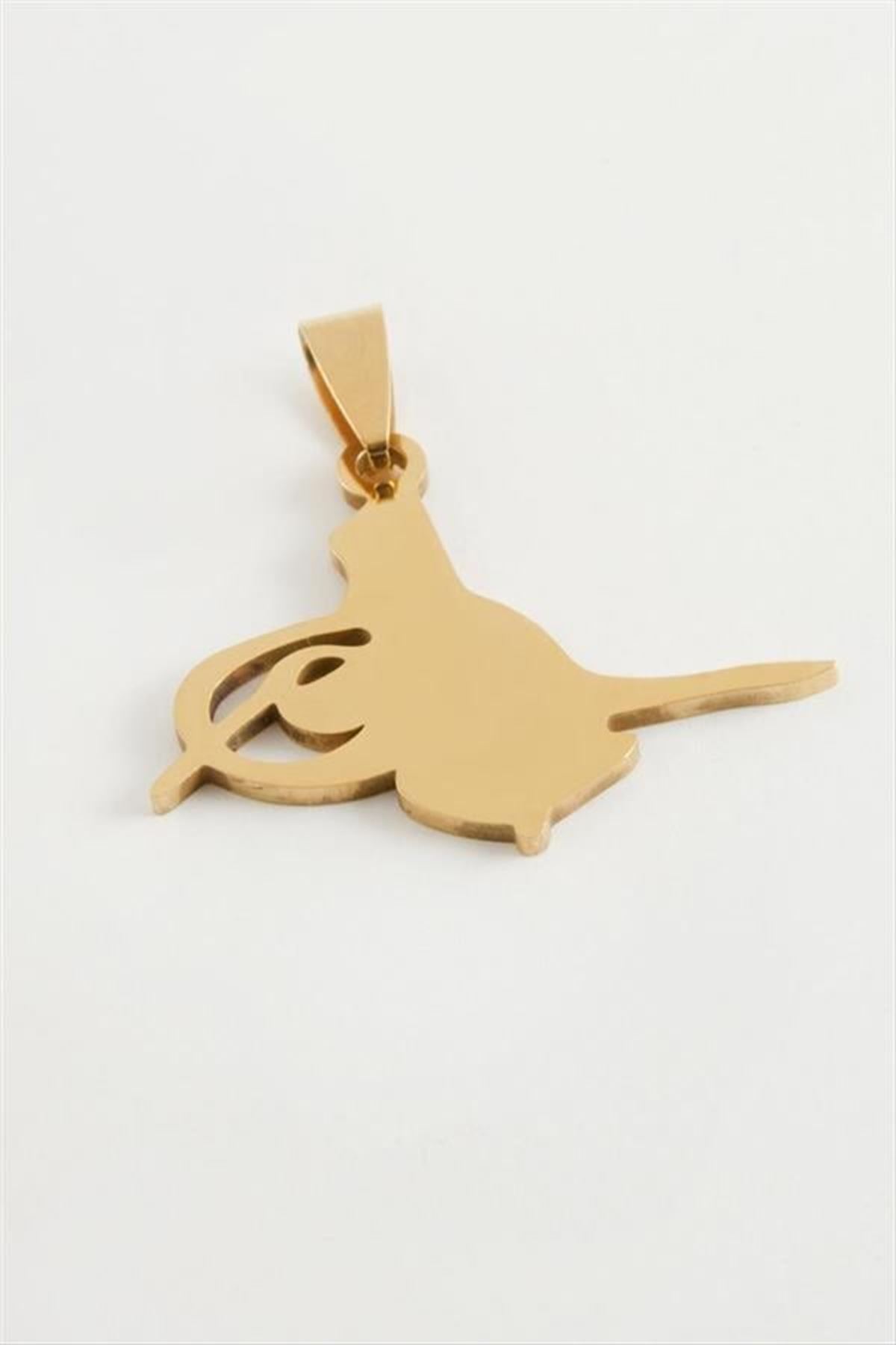 Tuğra Çelik Kolye Ucu 3 cm - Sarı