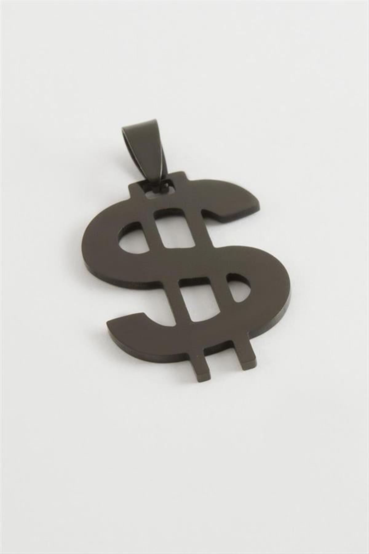Dolar Çelik Kolye Ucu 3 cm - Siyah