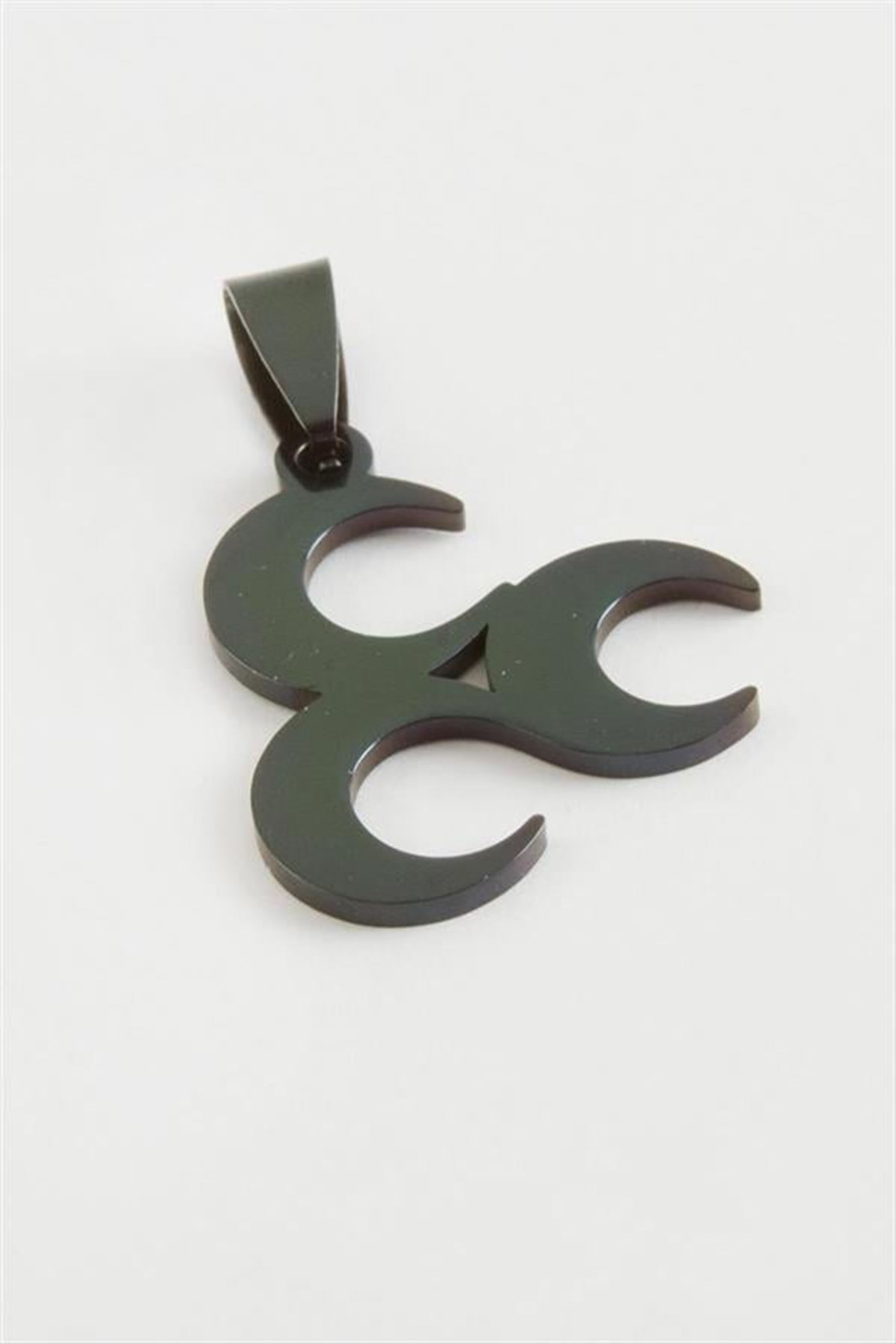 Tuğra Çelik Kolye Ucu 2,5 cm - Siyah