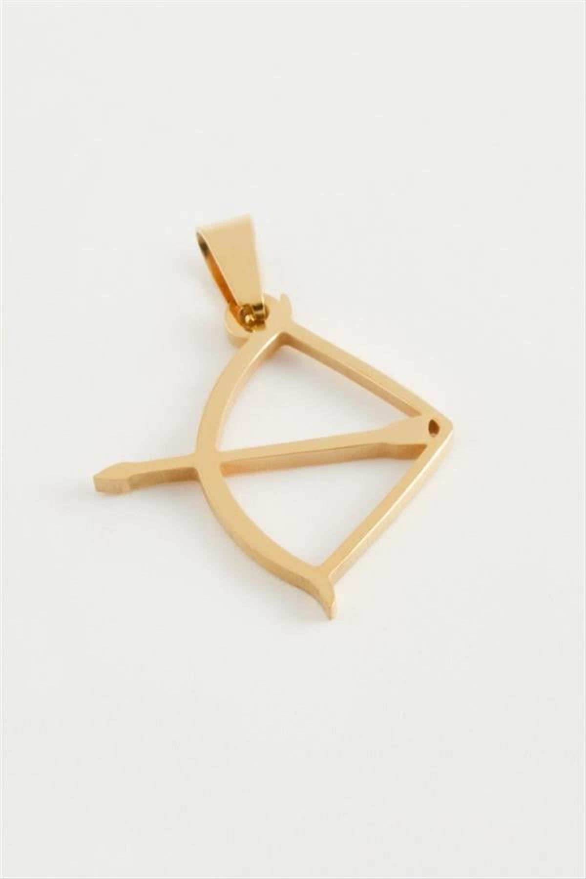 Yay Ok Çelik Kolye Ucu 2,5 cm - Sarı