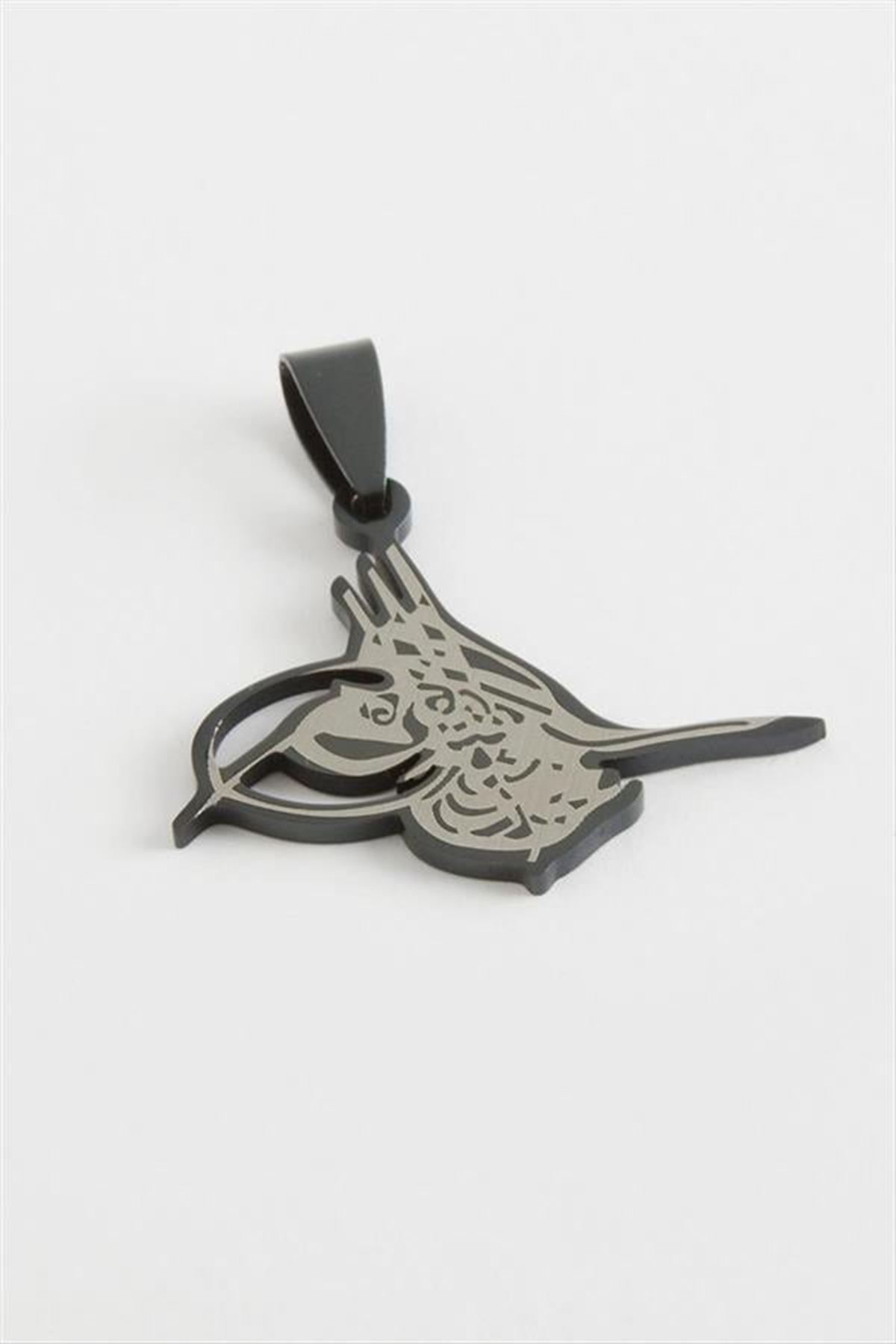 Tuğra Çelik Kolye Ucu 2,5 cm - Siyah