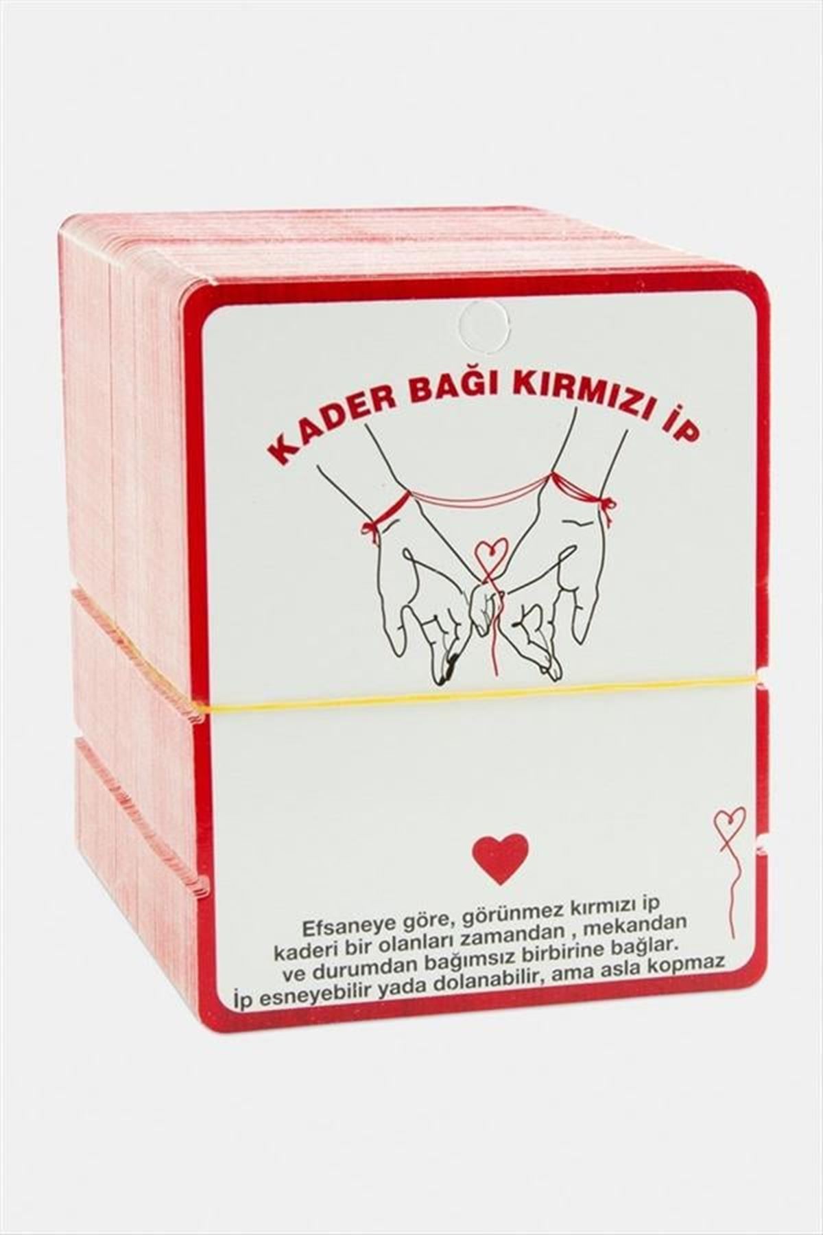 2'li Kader Bağı İp Bileklik Kartı - Kırmızı