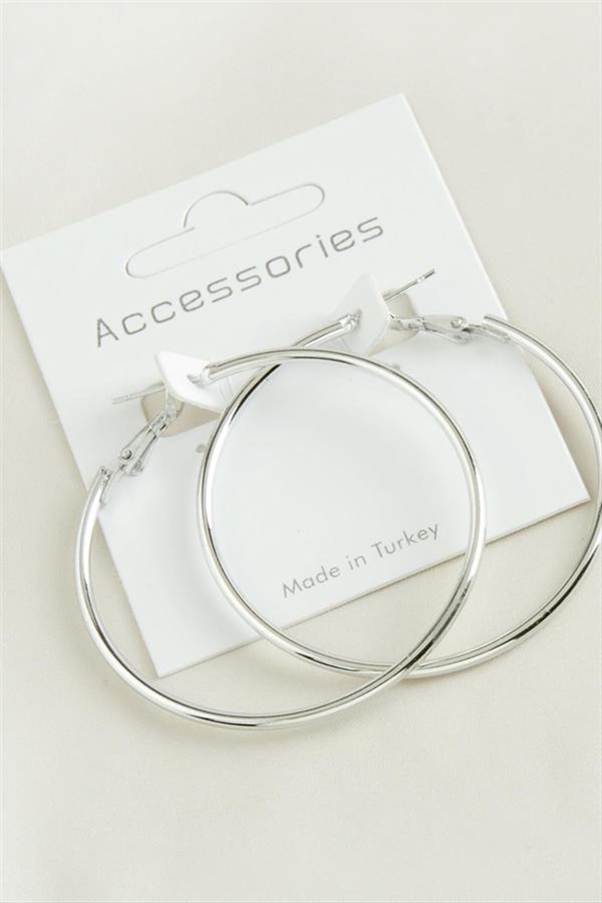 Boru Halka Küpe 5 cm - Gümüş Rengi