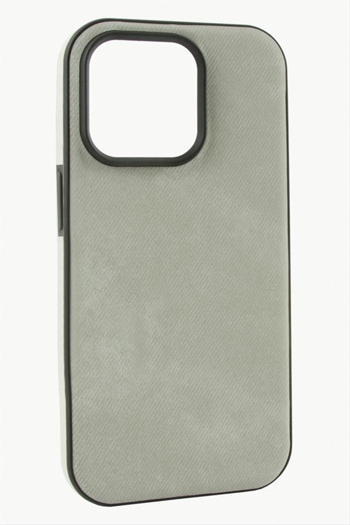 iPhone 12/12 Pro Nubuk Lüx Velvet Silikon Kılıf - Gri