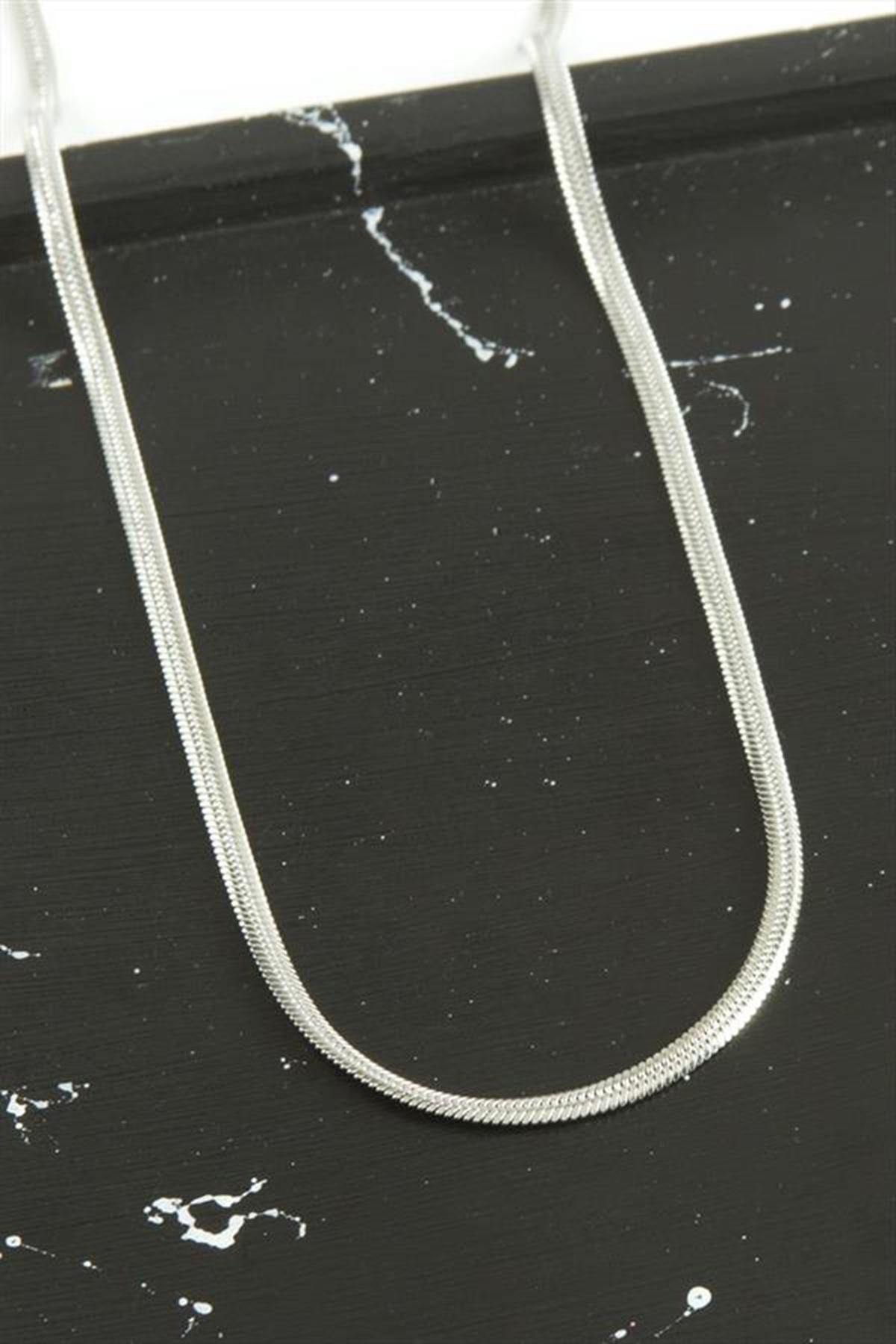 İnce İtalyan Zincir Çelik Kolye 45 cm - Gümüş Rengi