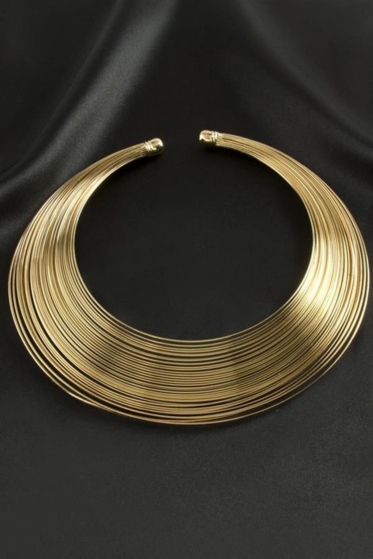Tel Metal Tasma Kolye - Sarı