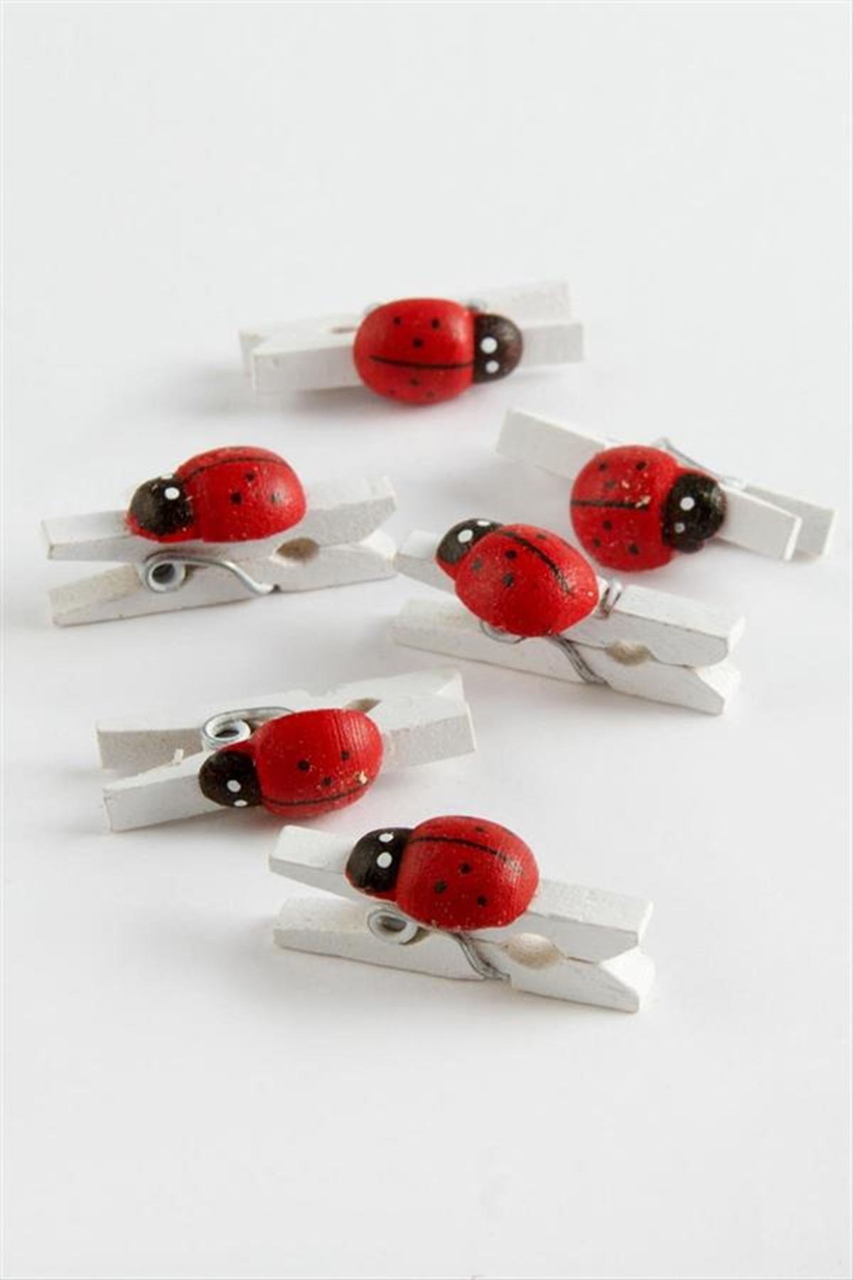 1 Adet Uğur Böceği Süs Mandal - Beyaz