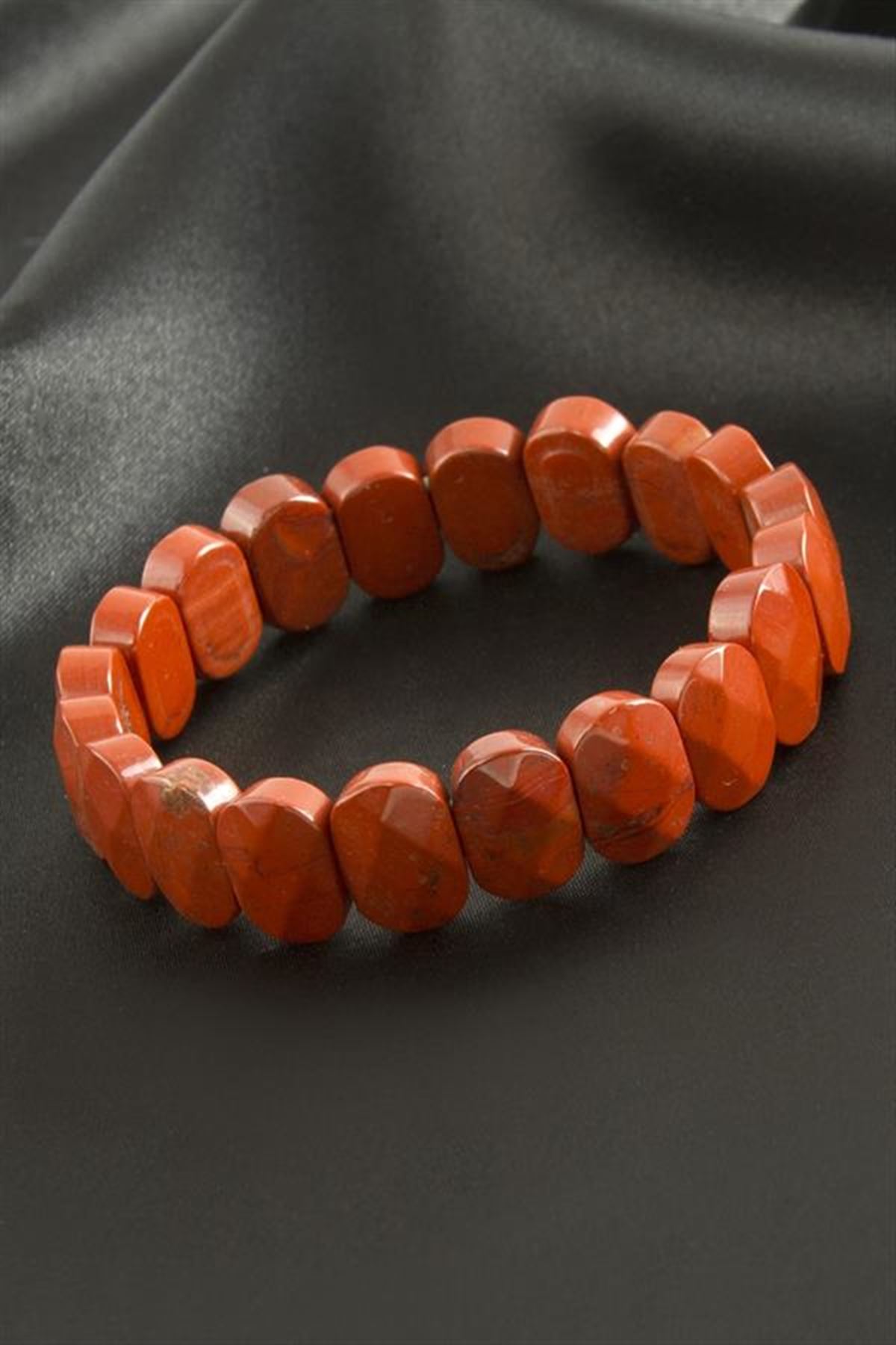 Oval Kesim Jasper Doğaltaşlı Bileklik - Kiremit