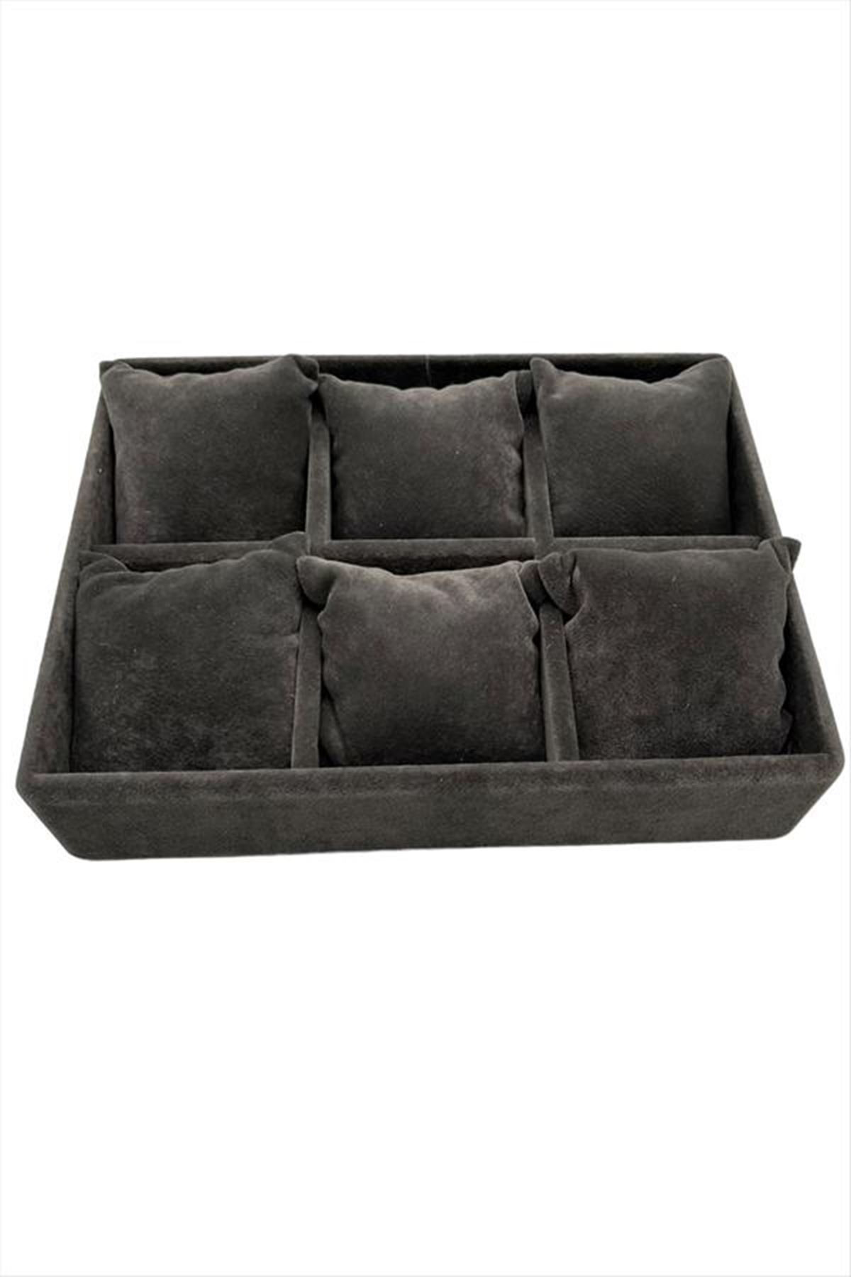 6'lı Anfora Kumaş Yastıklı Tabla - Füme