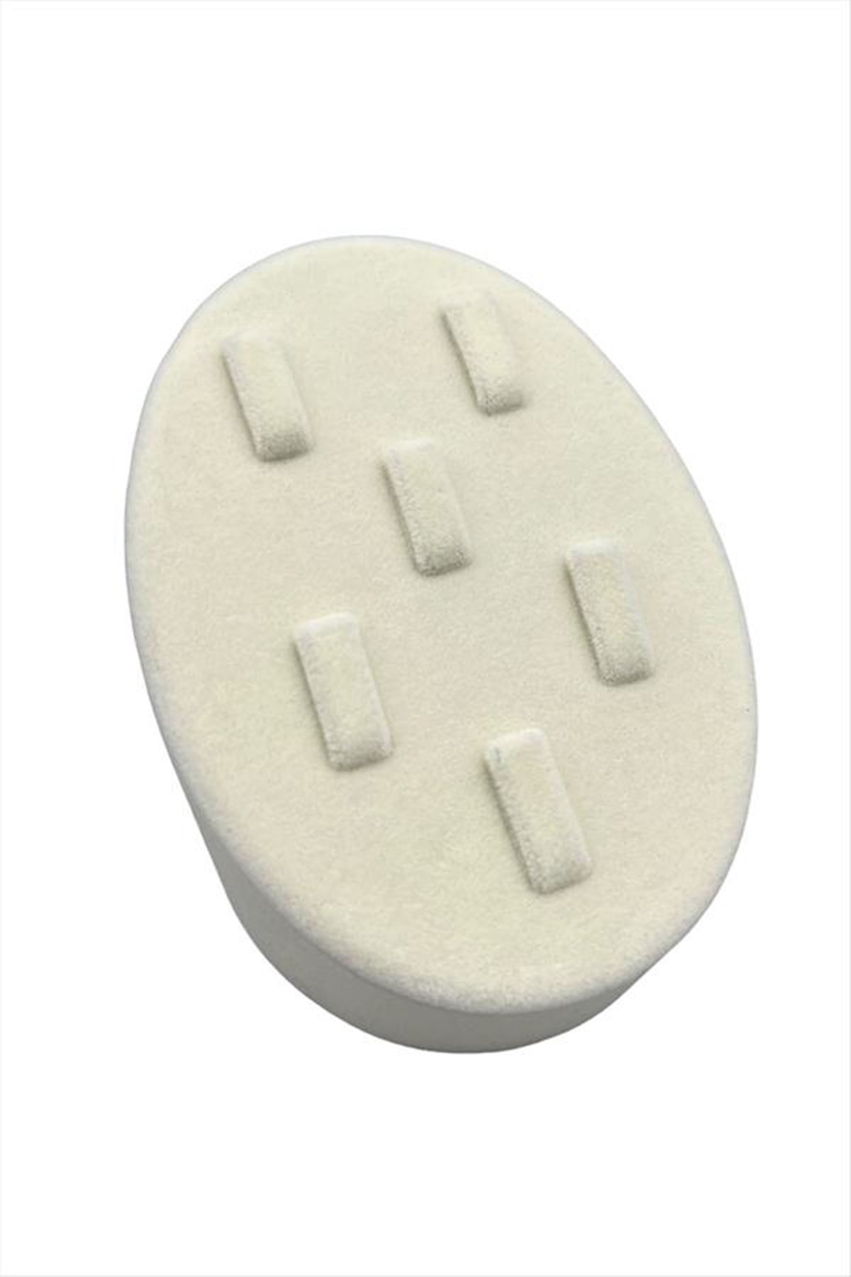 6 Tırnaklı Oval Anfora Kumaş Yüzük Standı - Krem