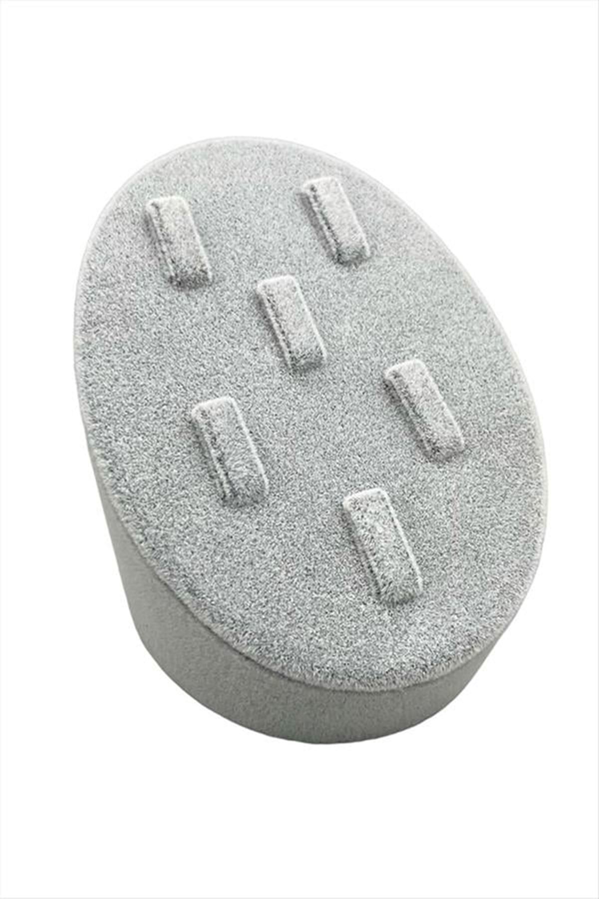 6 Tırnaklı Oval Anfora Kumaş Yüzük Standı - Gri