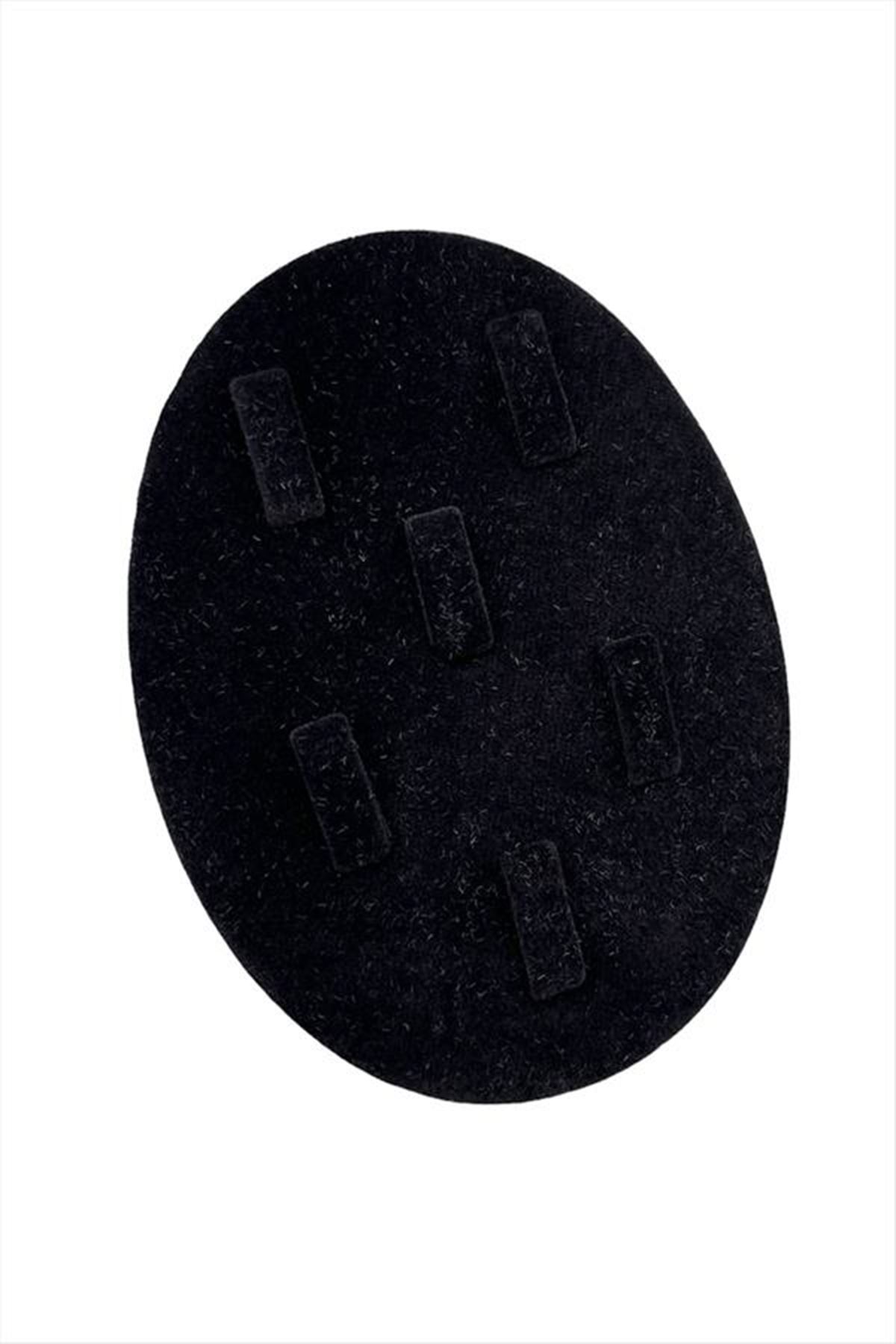 6 Tırnaklı Oval Anfora Kumaş Yüzük Standı - Siyah