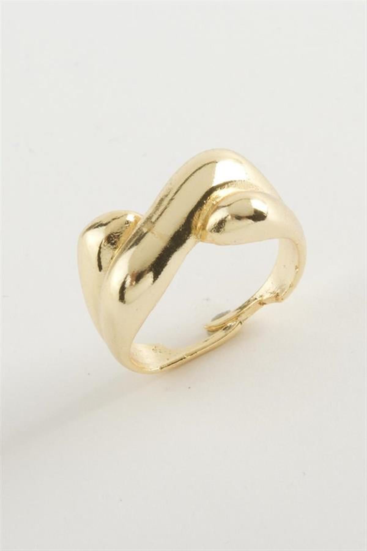 Oval Metal Yüzük - Sarı