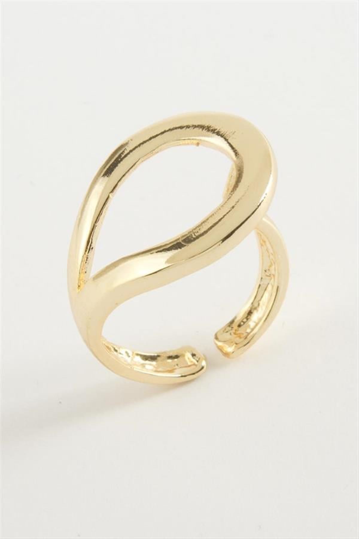Oval Metal Yüzük - Sarı