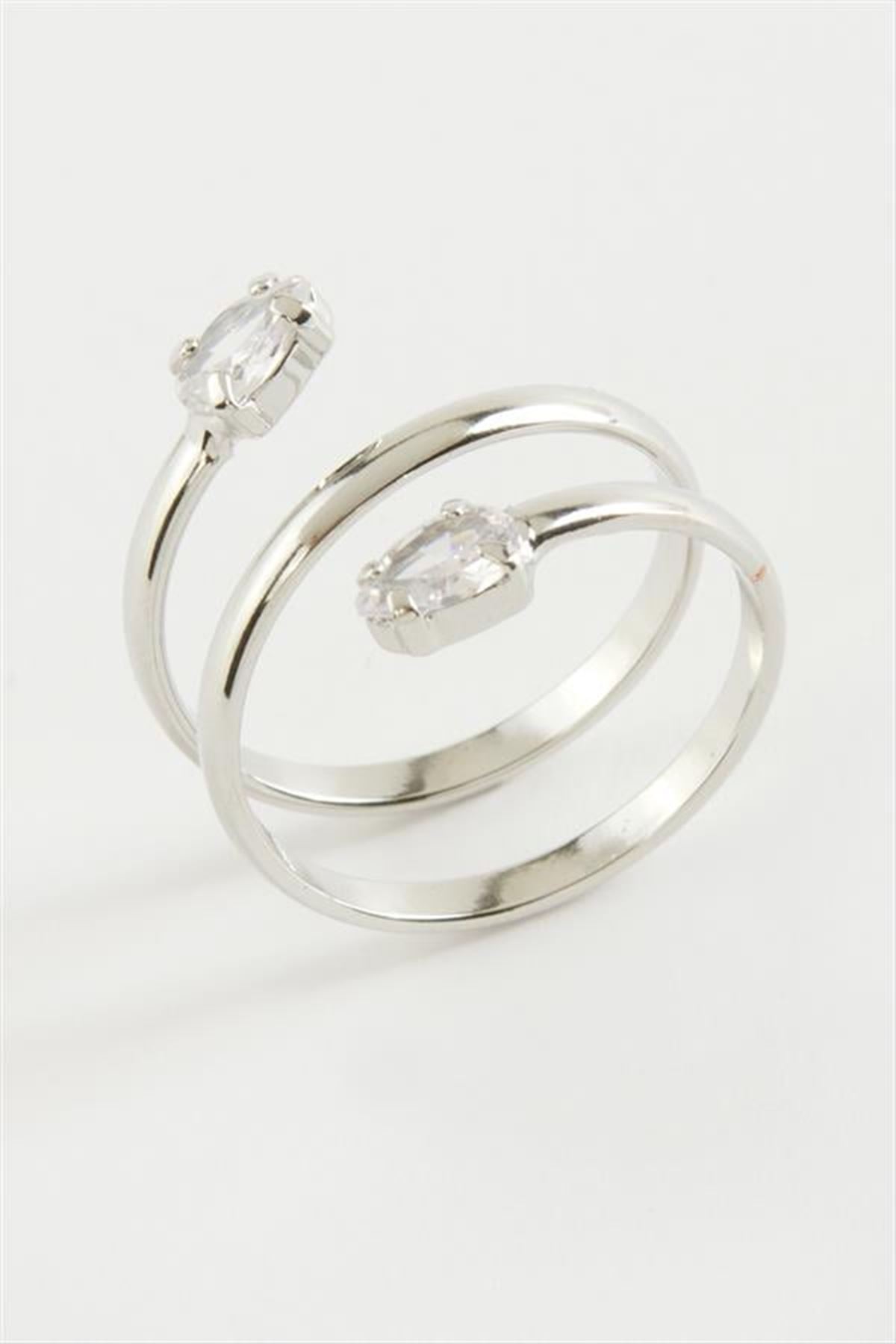 Oval Zirkon Taşlı Yüzük - Sarı