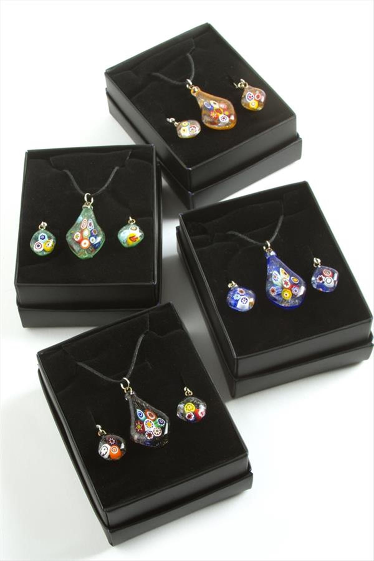 Cam Sanatı Murano Kutulu Set Kolye - Karışık Renk 1