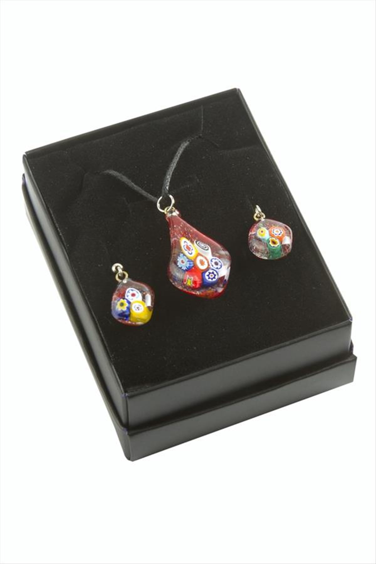 Cam Sanatı Murano Kutulu Set Kolye - Karışık Renk 1