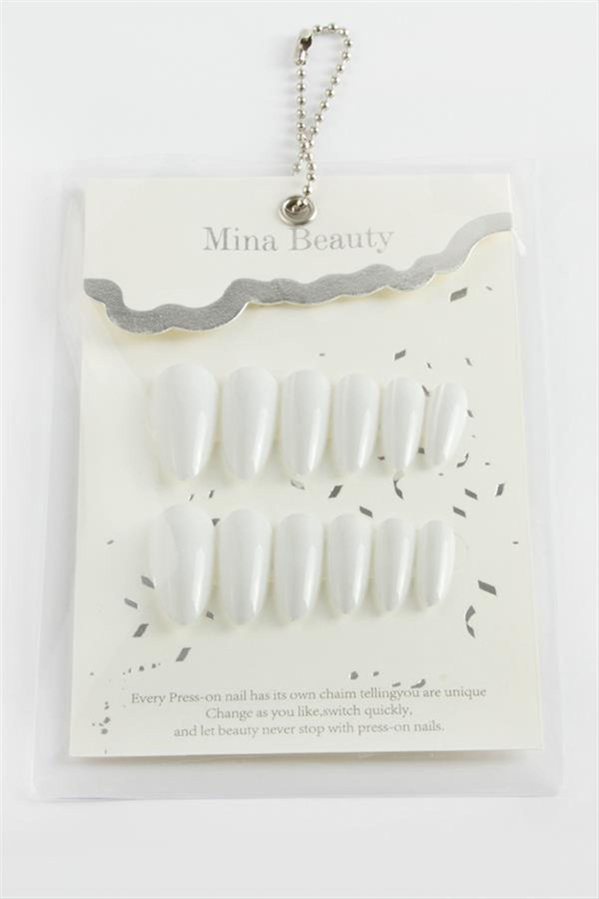 Mina Beauty Kedi Gözü Takma Tırnak - Beyaz
