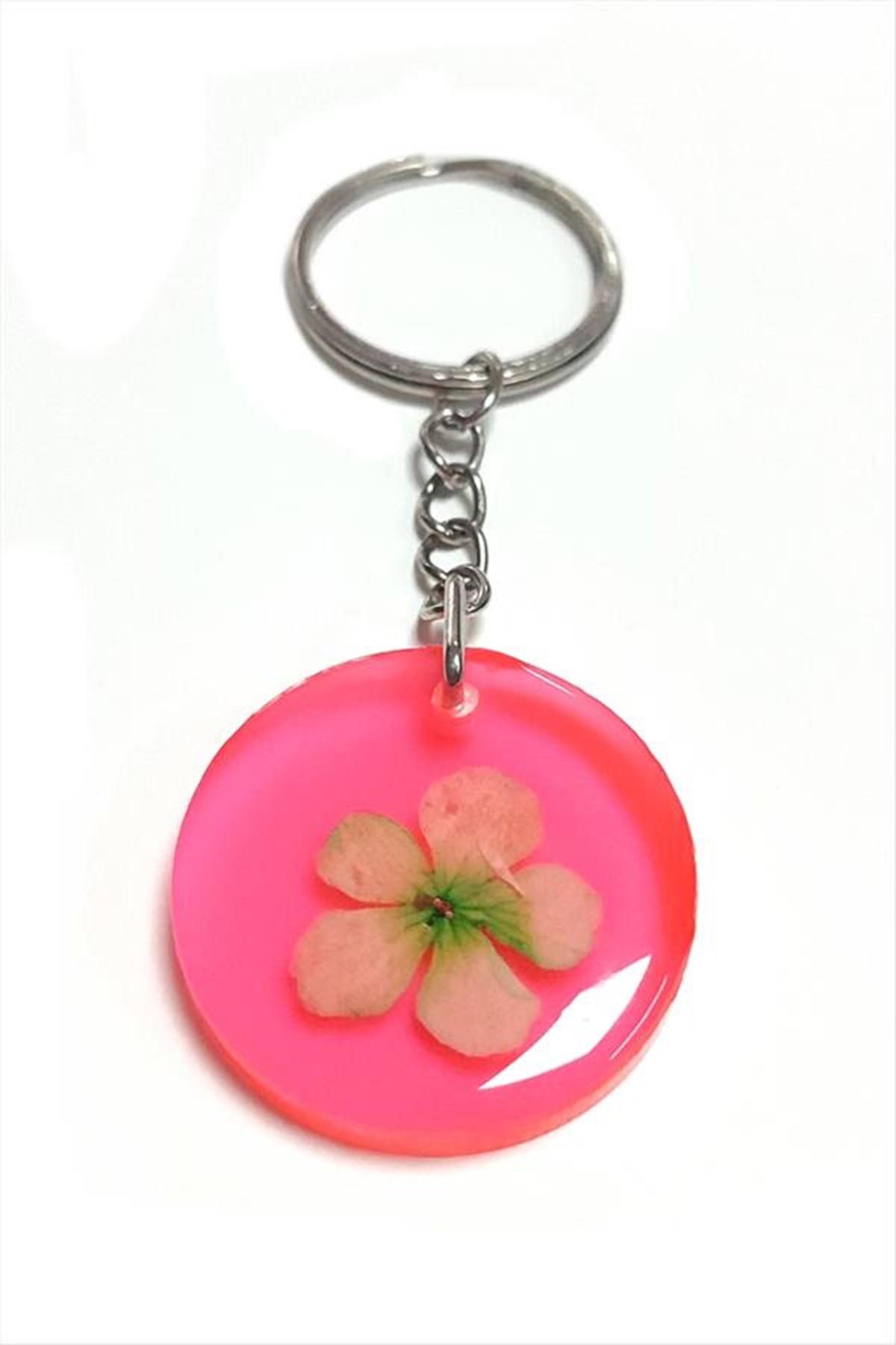 Kartopu Çiçeği Papatya Epoksi Anahtarlık - Açık Pembe
