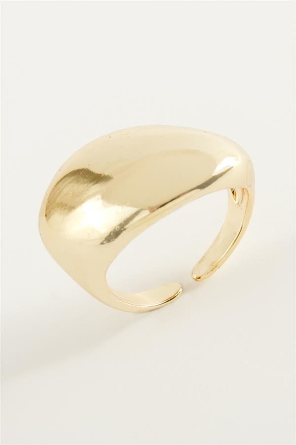 Oval Metal Yüzük - Sarı