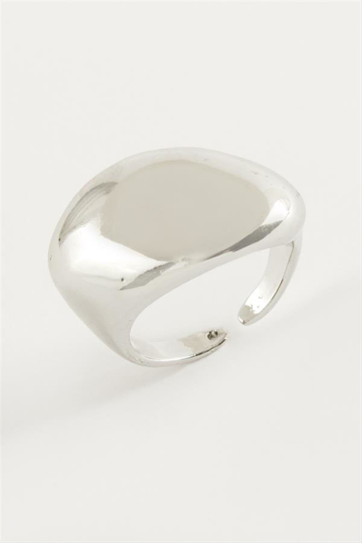 Oval Metal Yüzük - Gümüş Rengi