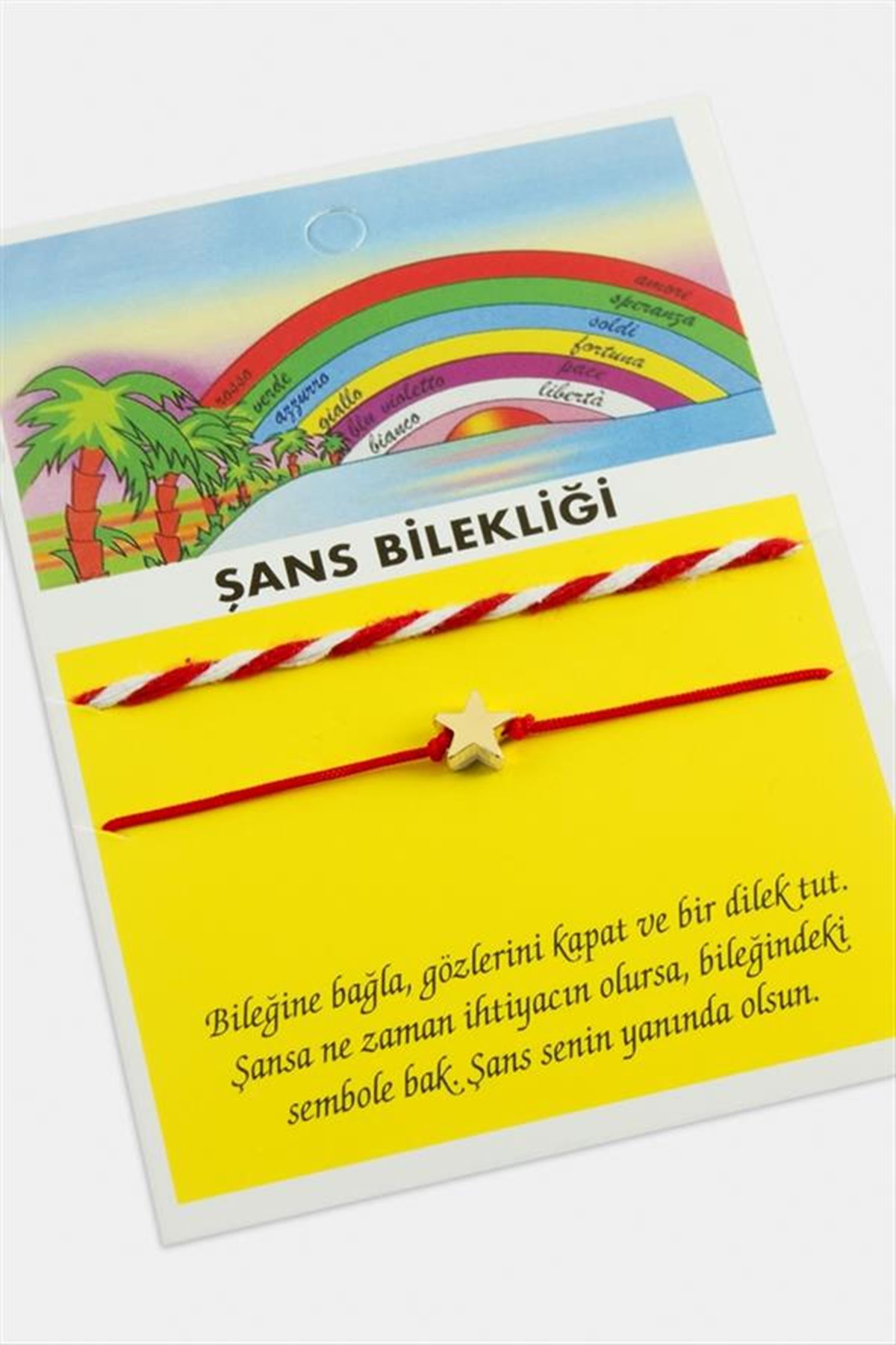 Yıldız Şans İp Bileklik - Kırmızı