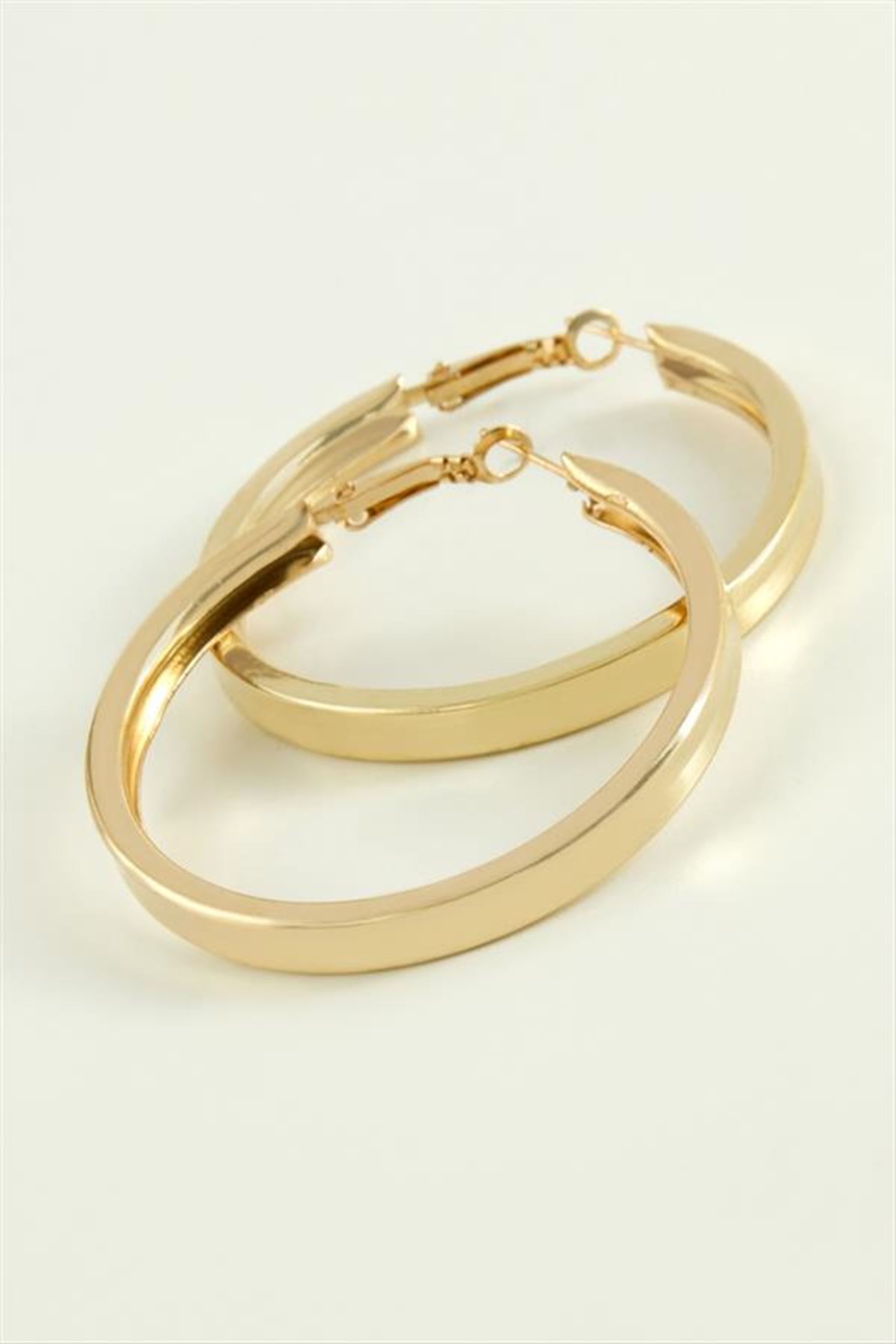 Kare Düz Halka Küpe 6 cm - Sarı