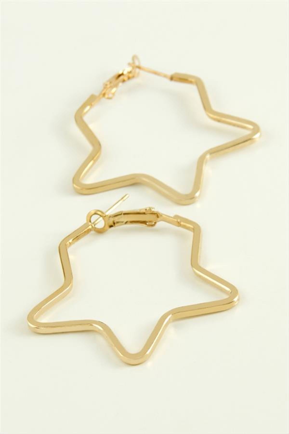 Yıldız Halka Küpe 4 cm - Sarı