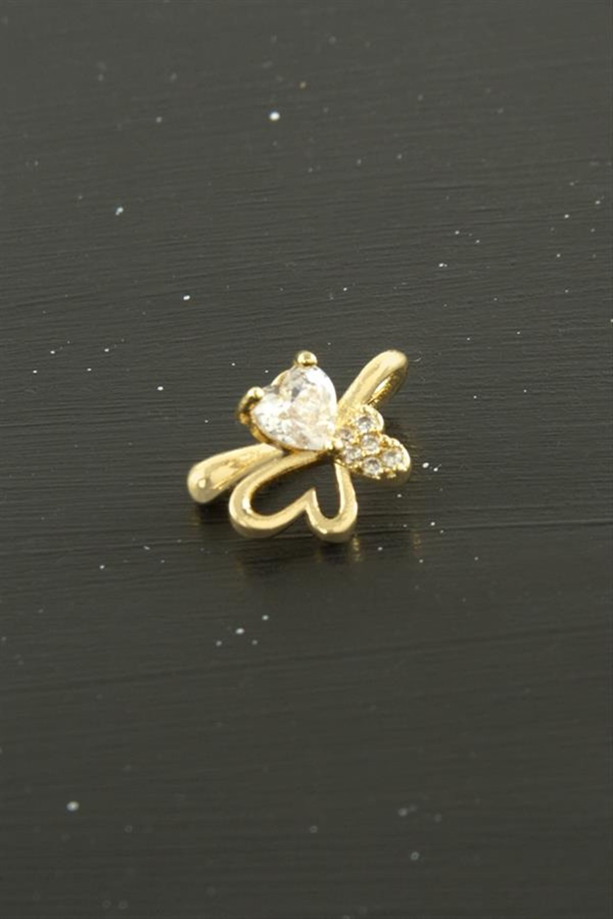 Kalp Tragus Zirkon Taşlı Piercing 1 Adet - Sarı