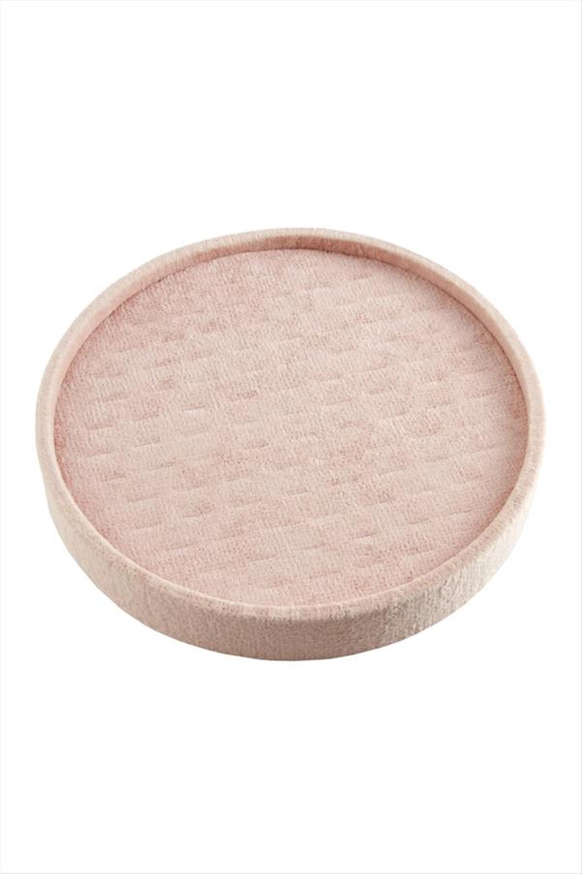 Yuvarlak Ahşap Anfora Kumaş Piercing Küpelik 20 cm - Açık Pembe
