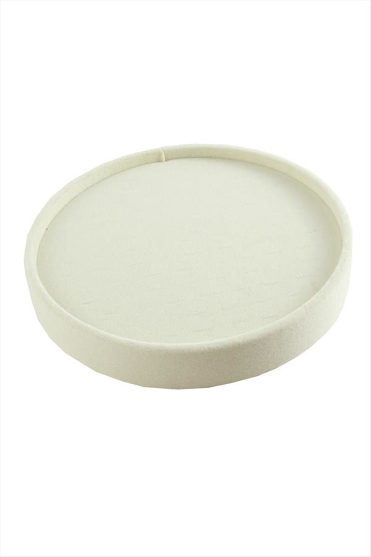 Yuvarlak Ahşap Anfora Kumaş Piercing Küpelik 20 cm - Krem