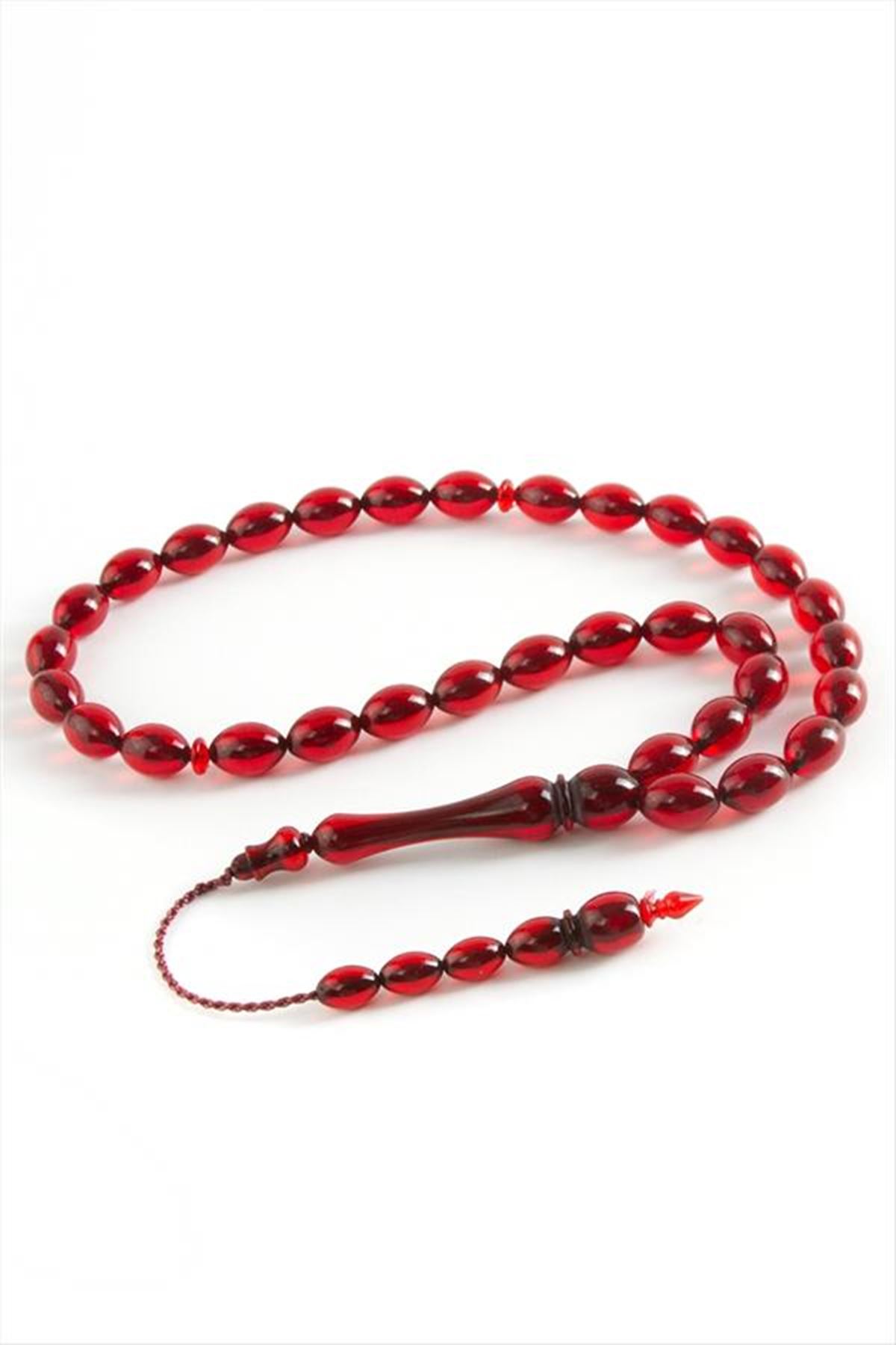 Zeytin Şekilli Plastik Tesbih 8*11 mm - Bordo