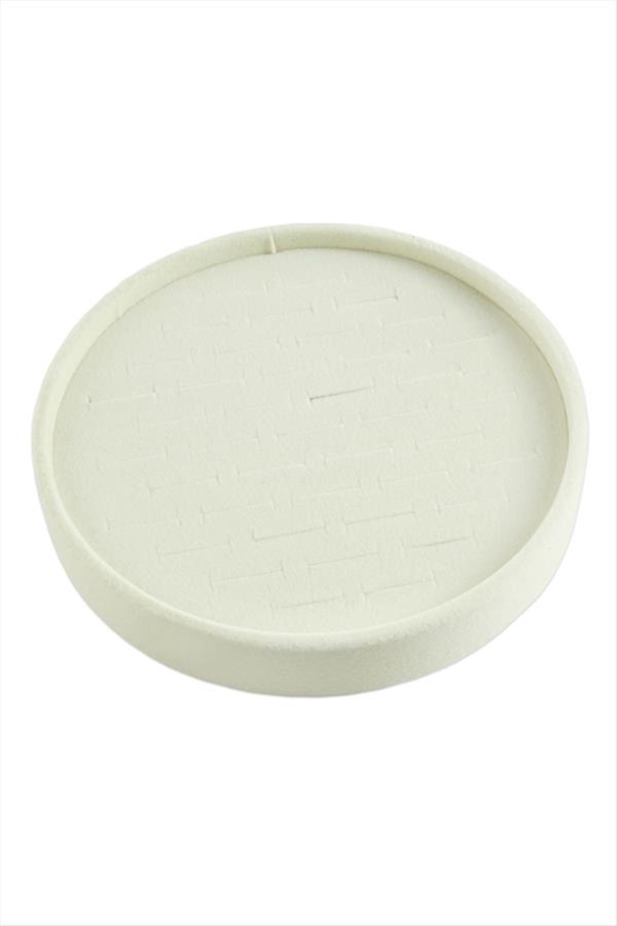 Yuvarlak Ahşap Anfora Kumaş Yüzüklük 20 cm - Krem