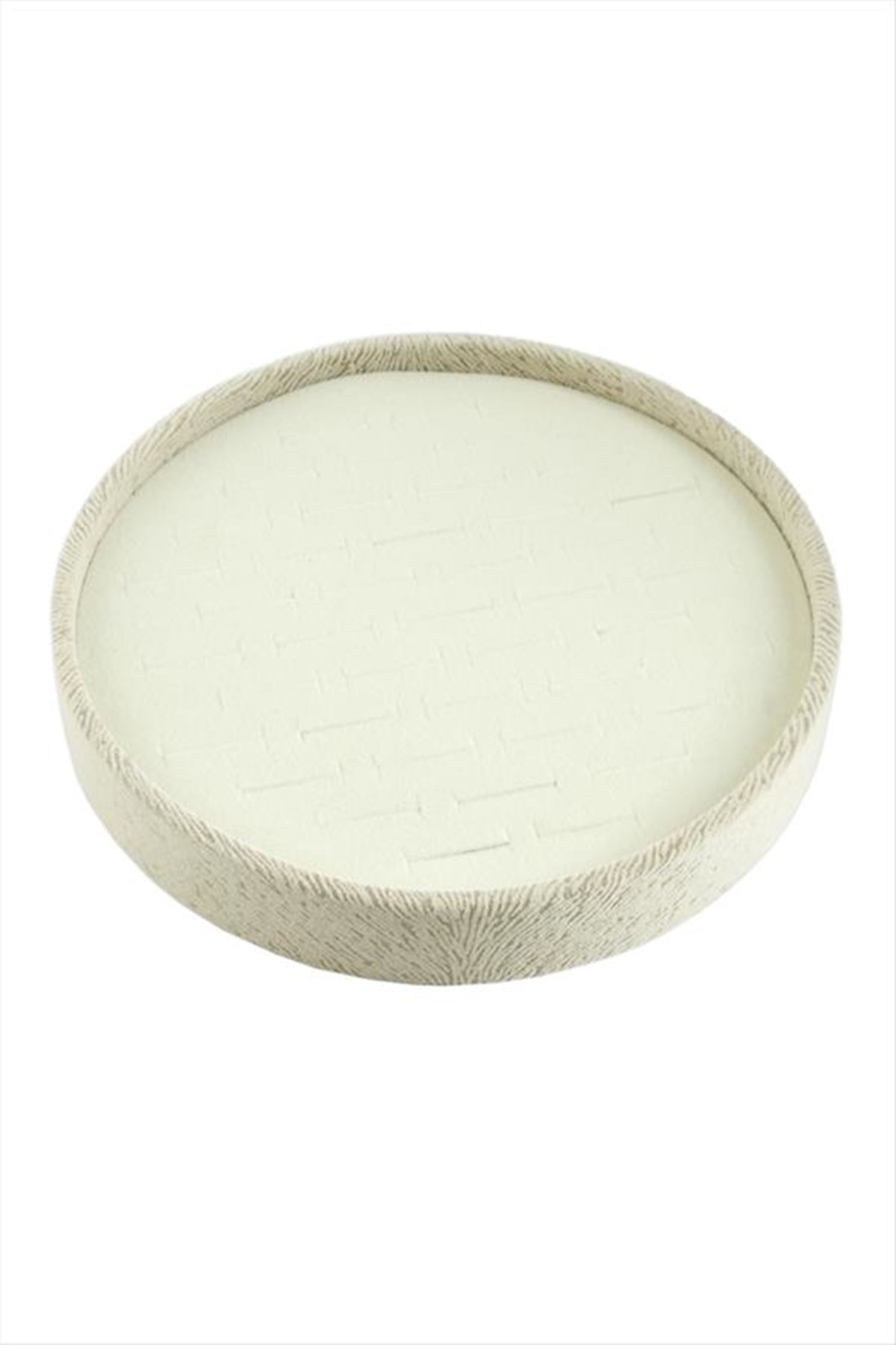 Yuvarlak Ahşap Anfora Kumaş Yüzüklük 20 cm - Sütlü Kahve