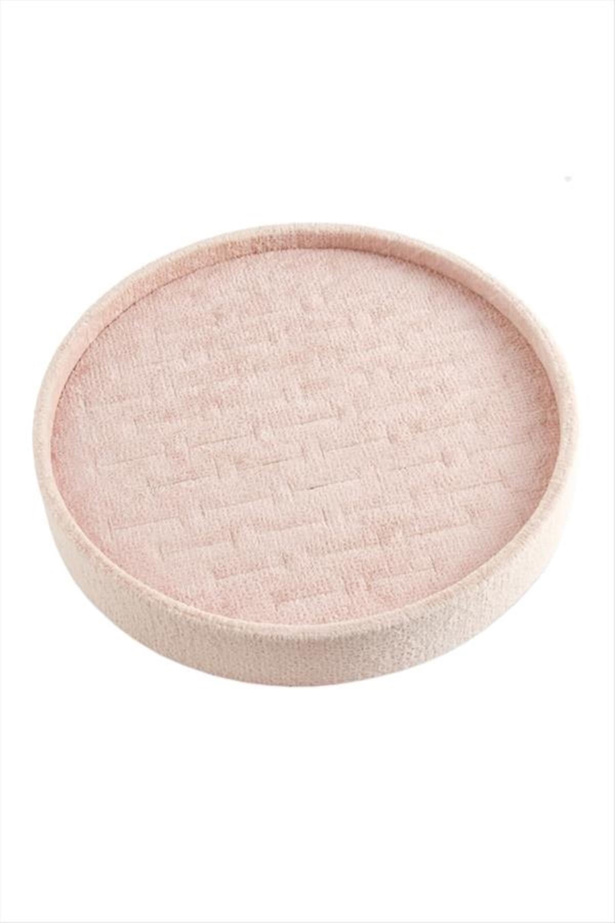 Yuvarlak Ahşap Anfora Kumaş Yüzüklük 20 cm - Açık Pembe