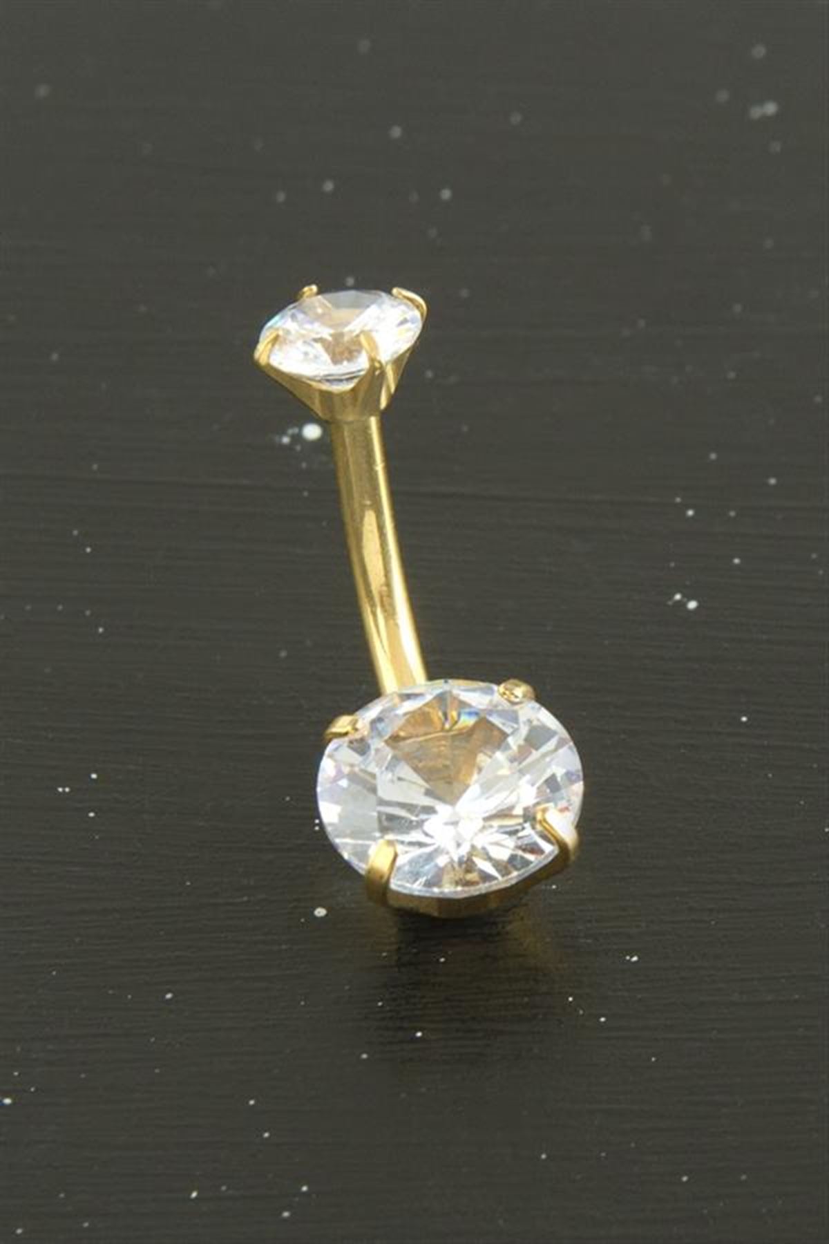 Yuvarlak Zirkon Taşlı Çelik Piercing 1 Adet - Sarı
