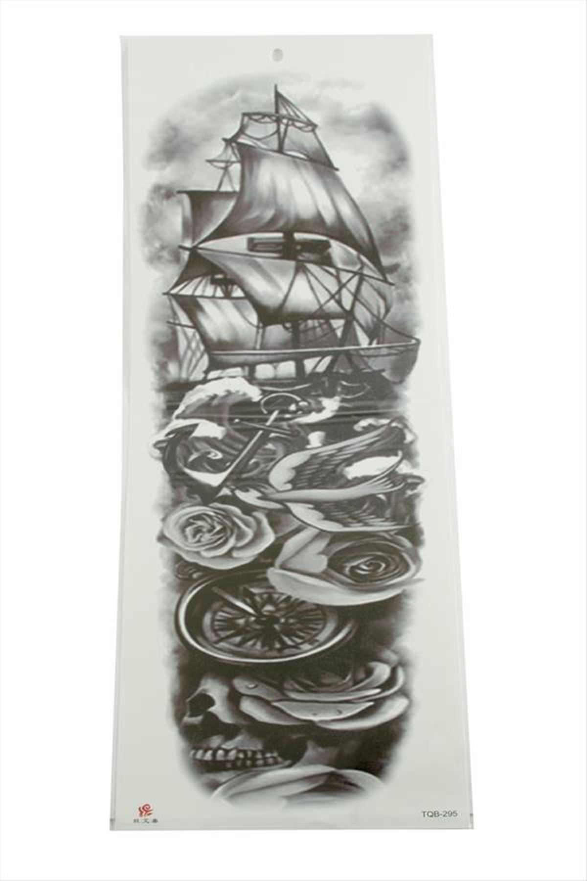 Gemi Tattoo Kol Dövme Sticker - Siyah