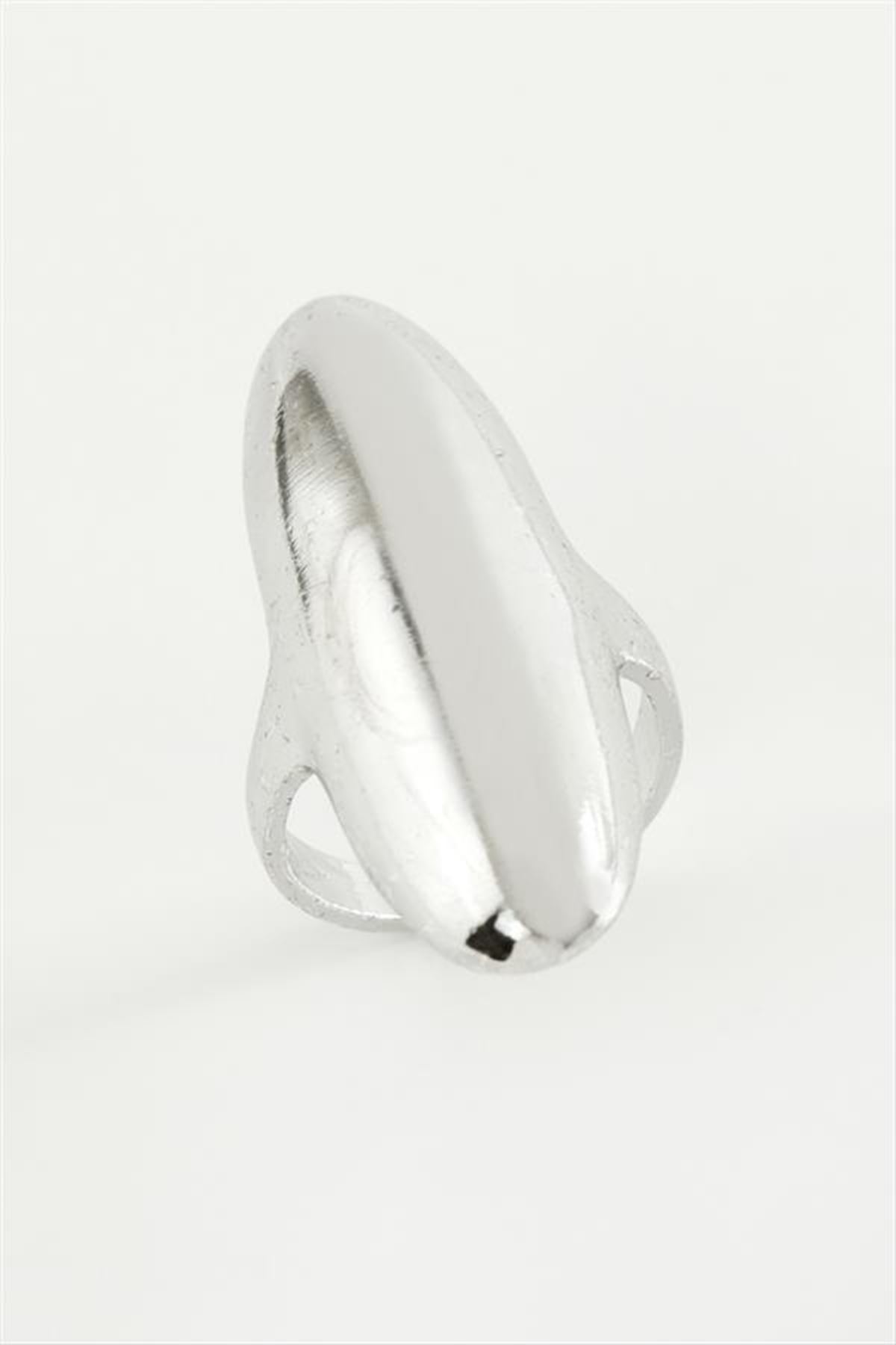 Oval Metal Yüzük - Gümüş Rengi