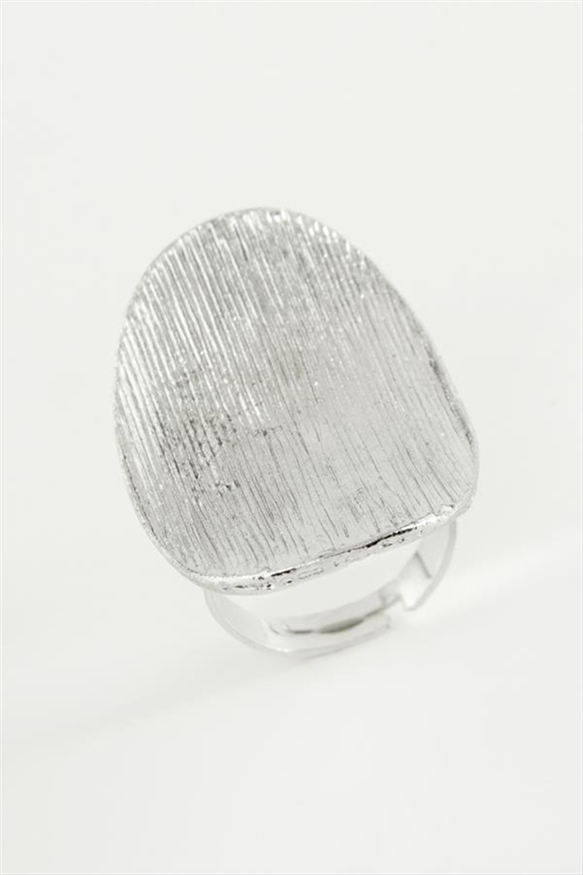 Oval Metal Yüzük - Gümüş Rengi
