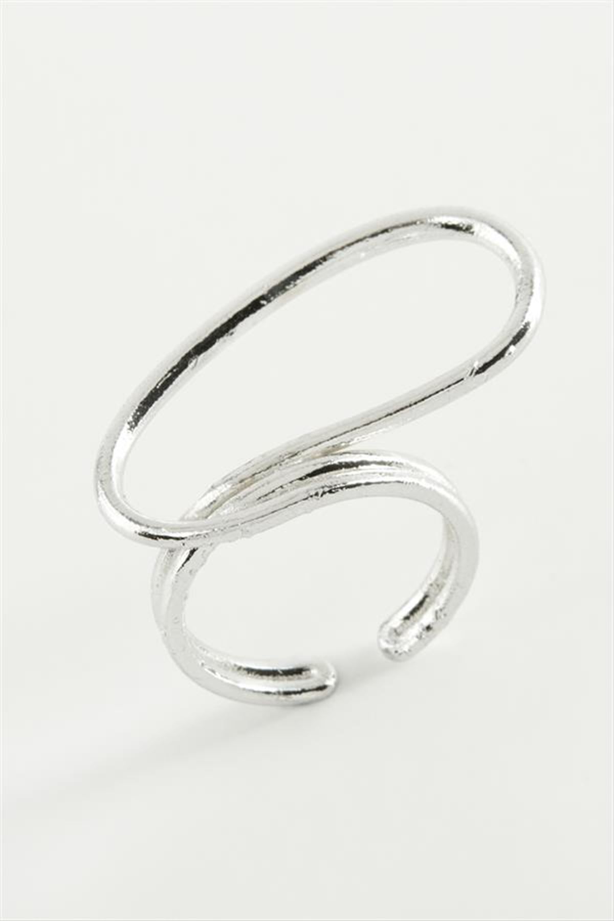 Oval Metal Yüzük - Gümüş Rengi