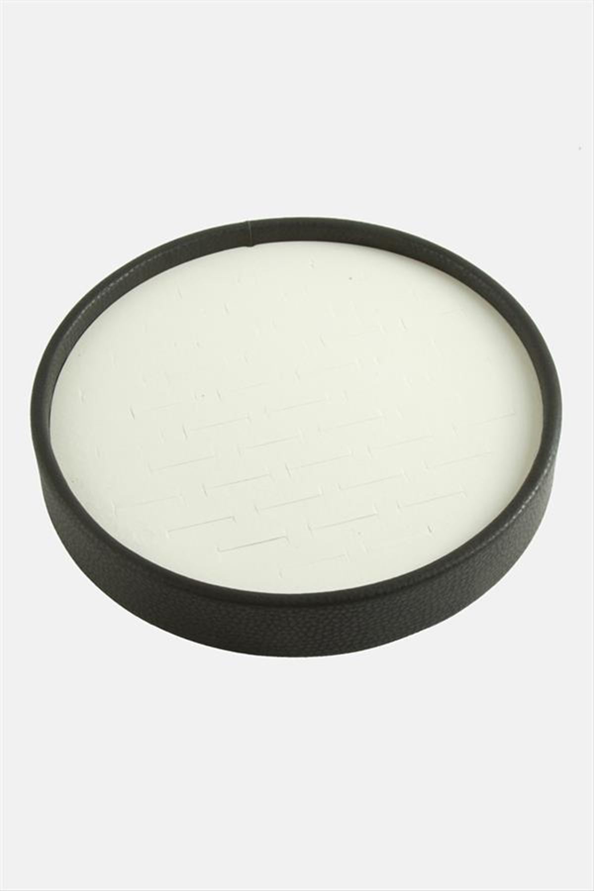 Yuvarlak Ahşap Deri Yüzüklük 20 cm - Siyah