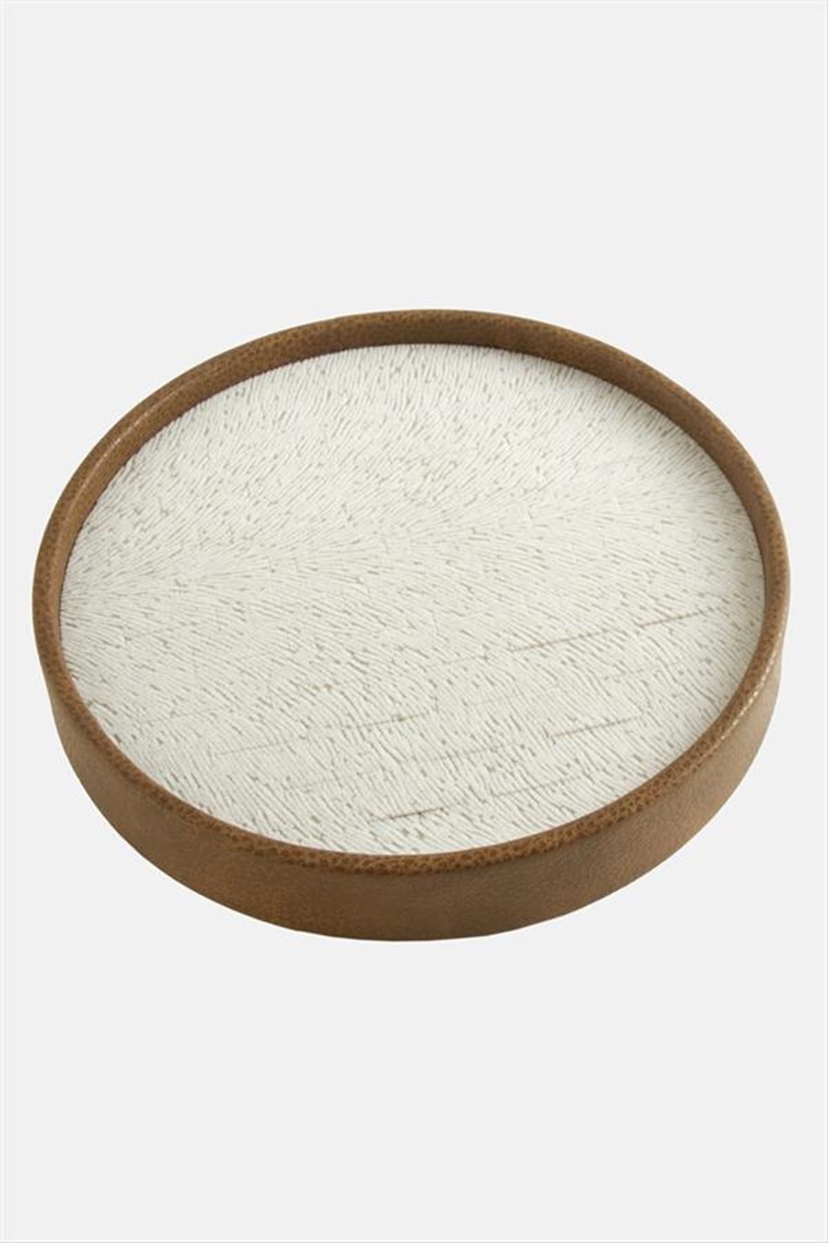 Yuvarlak Ahşap Deri Yüzüklük 20 cm - Kiremit
