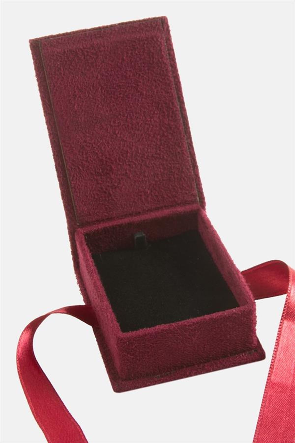 Süet Lüx Set Kolye Kutusu - Bordo
