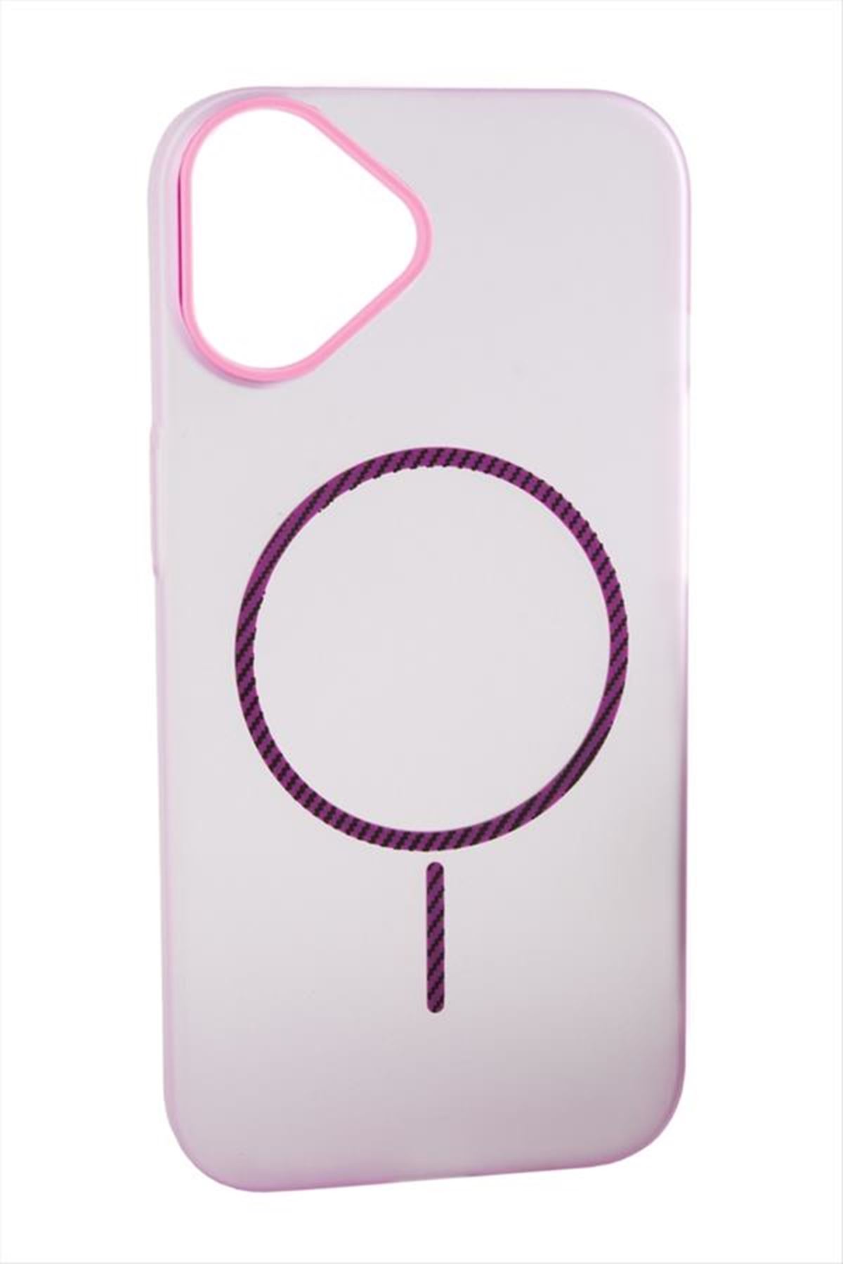 iPhone 16 Buzlu Magsaff Kapak Kılıf - Pembe