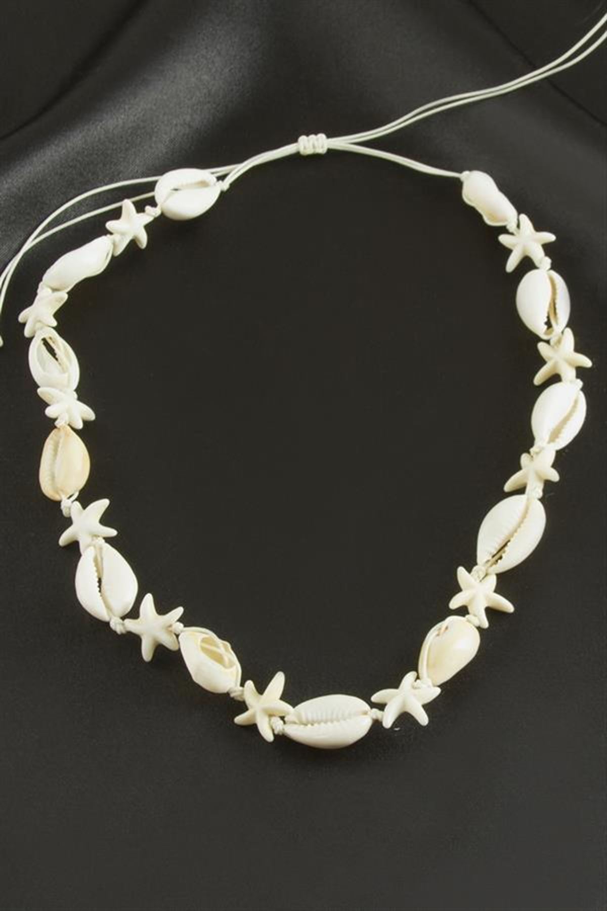 Deniz Yıldızı İstiridye Makrome Kolye - Krem